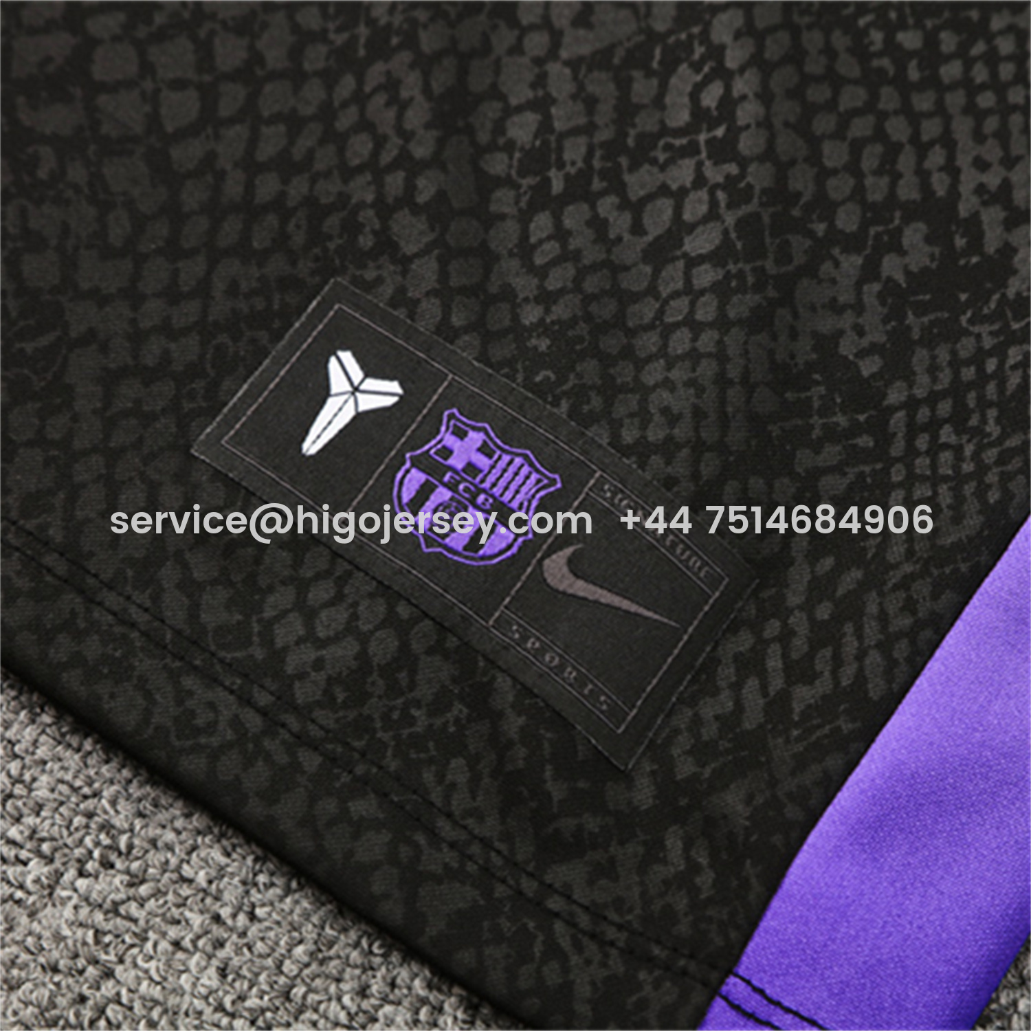 Higojerseys-Barcelona 25-26 X KB Kids Long Sleeve Training Set - Black Top & Black Pants