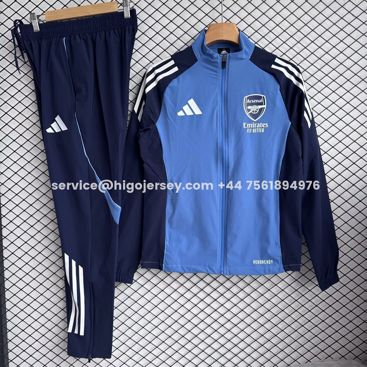 Higojerseys-Arsenal 25-26 Windbreaker Training Set - Blue Top and Black Pants
