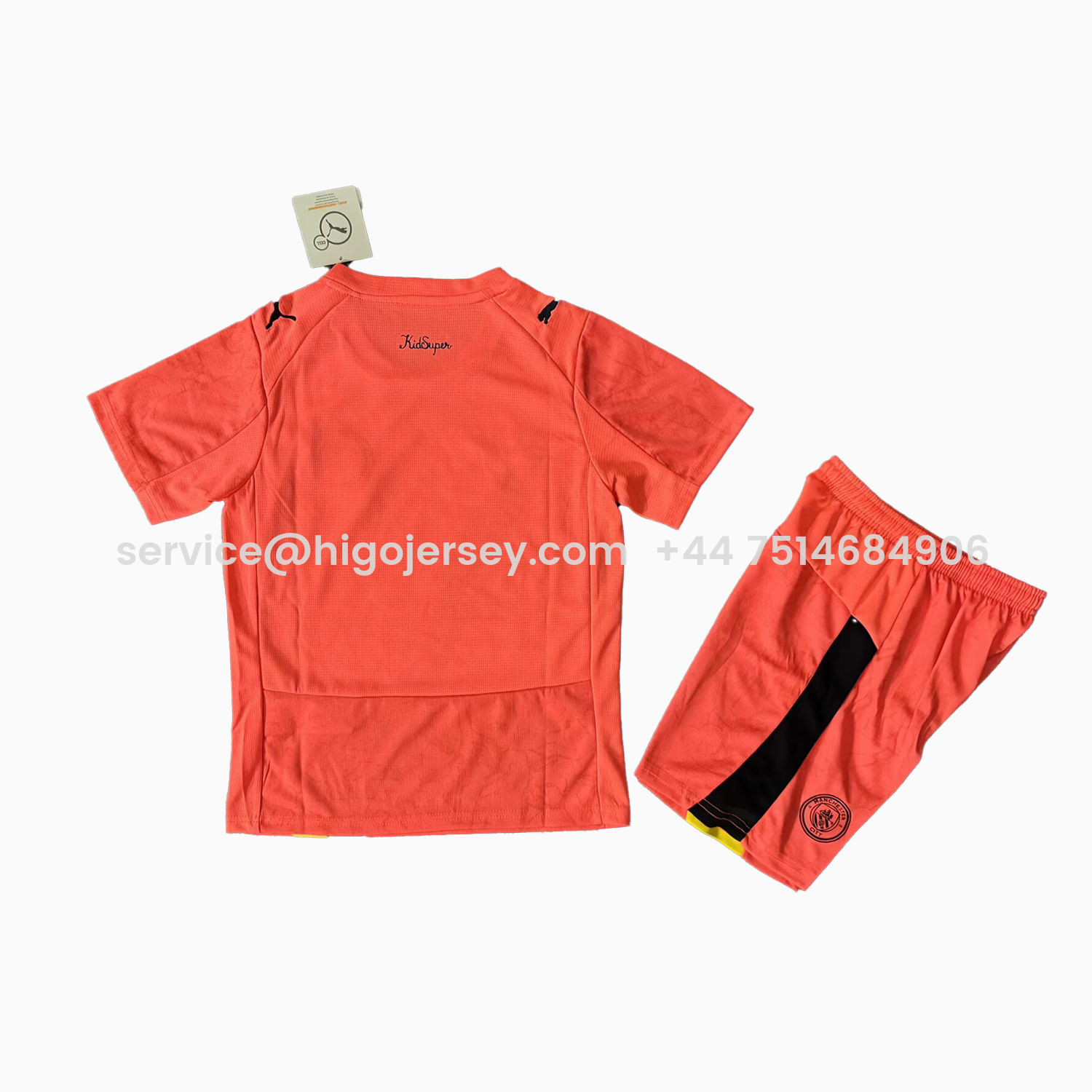 Higojerseys-Manchester City 25-26 Third Orange Kids Kit