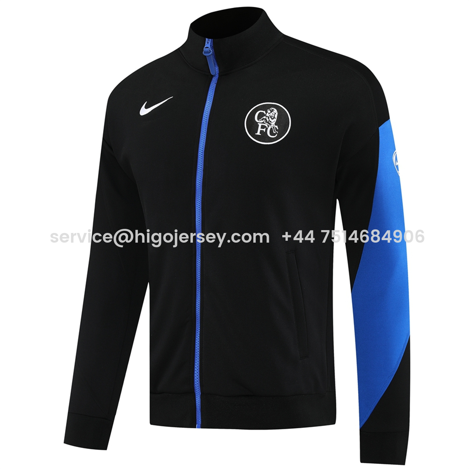 Higojerseys-C.H.E.L.S.E.A 25-26 Jacket Training Tracksuit with Throwback Badge - Black Jackets & Pants