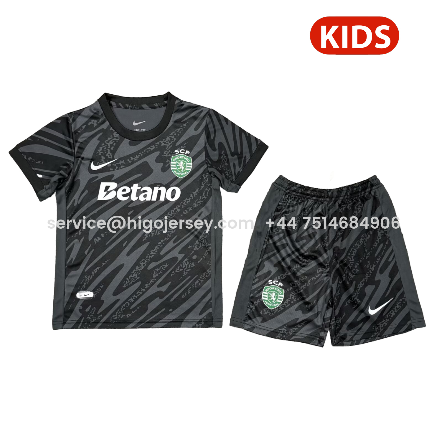 Higojerseys-Sporting CP 25-26 Goalkeeper Black Kids Kit