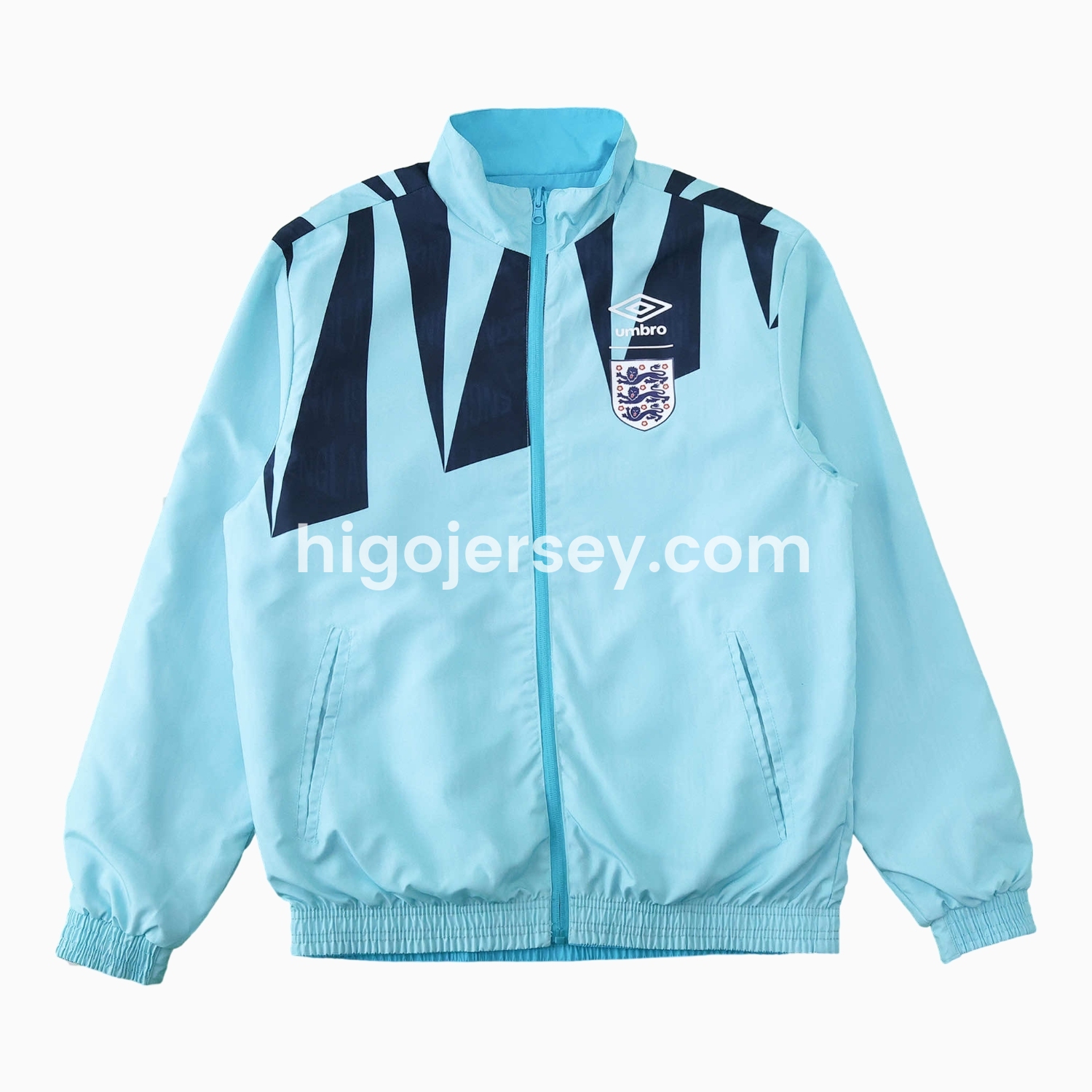 Higojerseys-Retro England 1992 Double Sided Reversible Windbreaker - Blue & Green