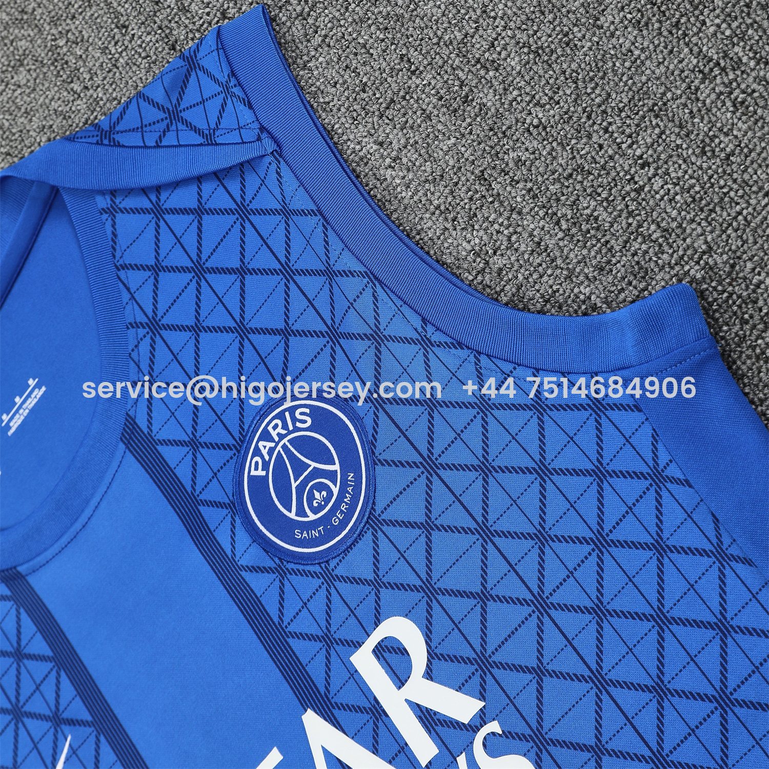Higojerseys-Paris Saint-Germain PSG 25-26 Vest Training Set - Ocean Blue Vest & Deep Blue Shorts