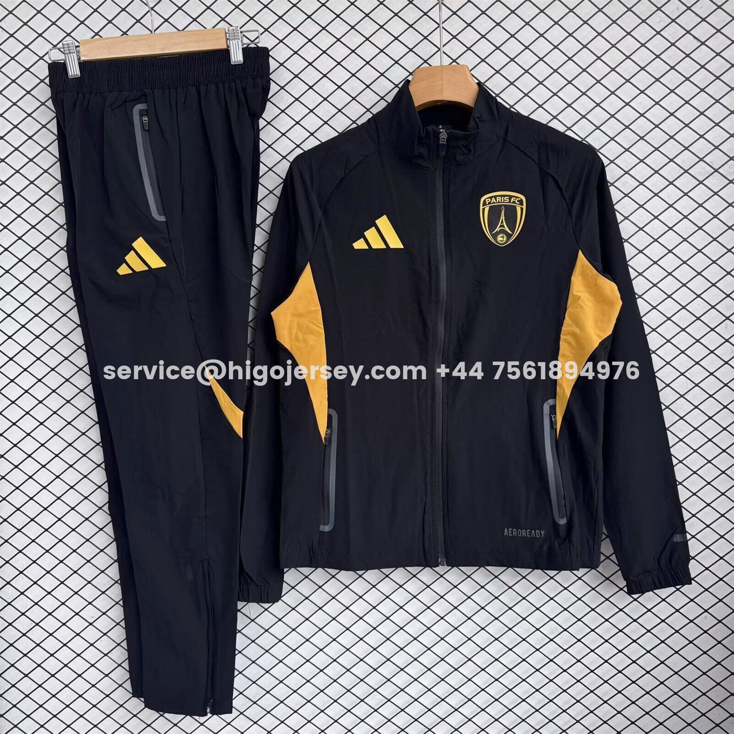 Higojerseys-Paris FC 25-26 Windbreaker Training Set - Black Yellow Top and Pants