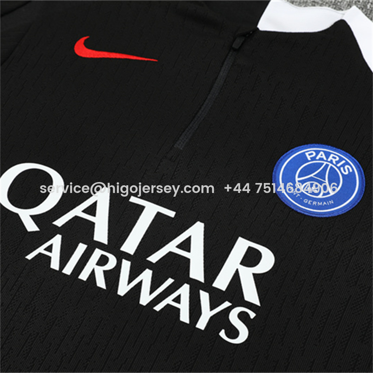 Higojerseys-Paris Saint-Germain PSG 25-26 Kids Long Sleeve Training Set - Player Version - Black Top and Black Pants