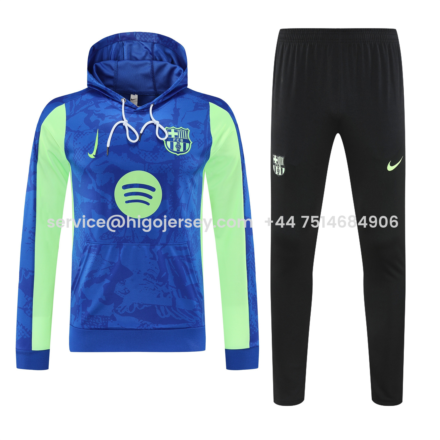 Higojerseys-Barcelona 25-26 Training Hoodie Set - Blue Green Hoodie and Black Pants