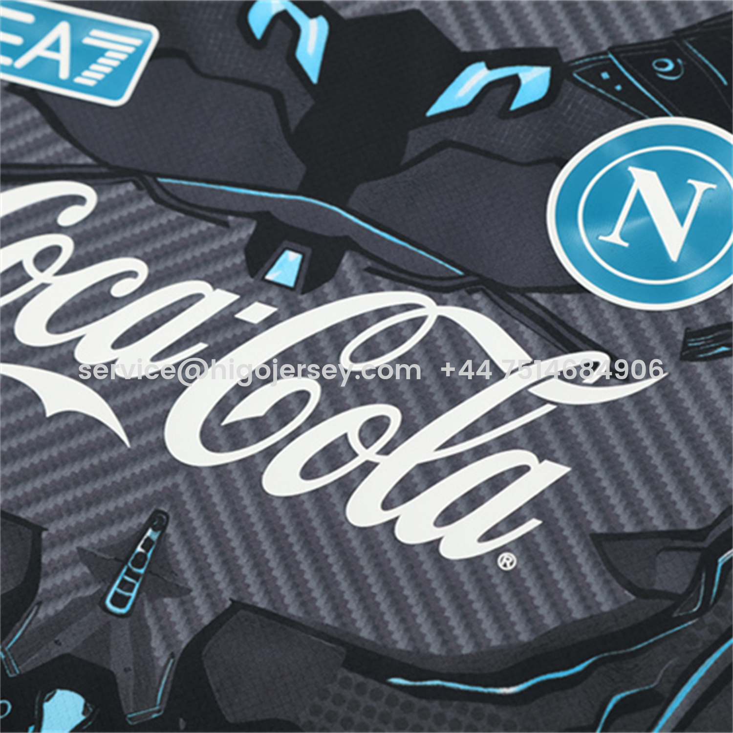Higojerseys-Napoli 25-26 Short-Sleeve Training Set - Gray Mecha Top & Black Shorts