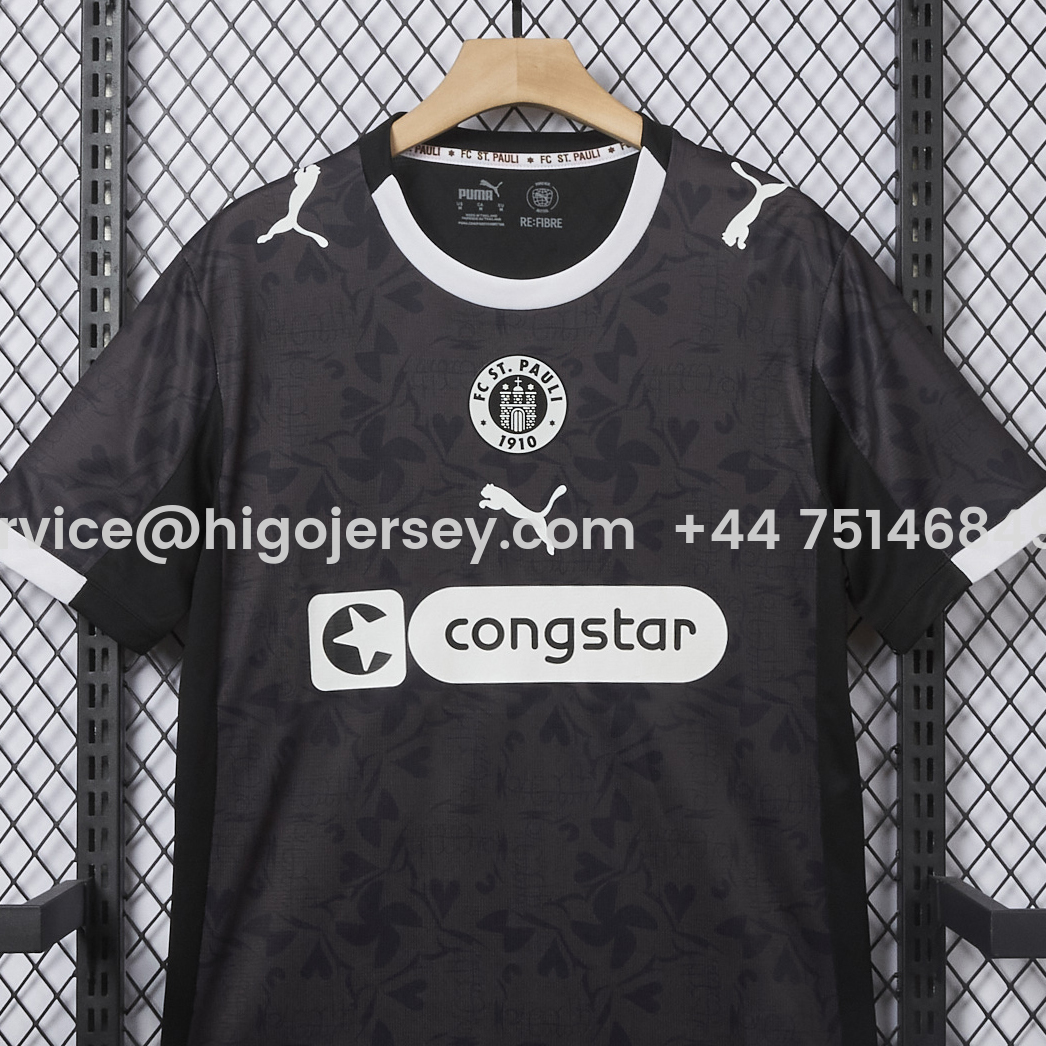 Higojerseys-St. Pauli 25-26 Third Black Jersey - Fans Version