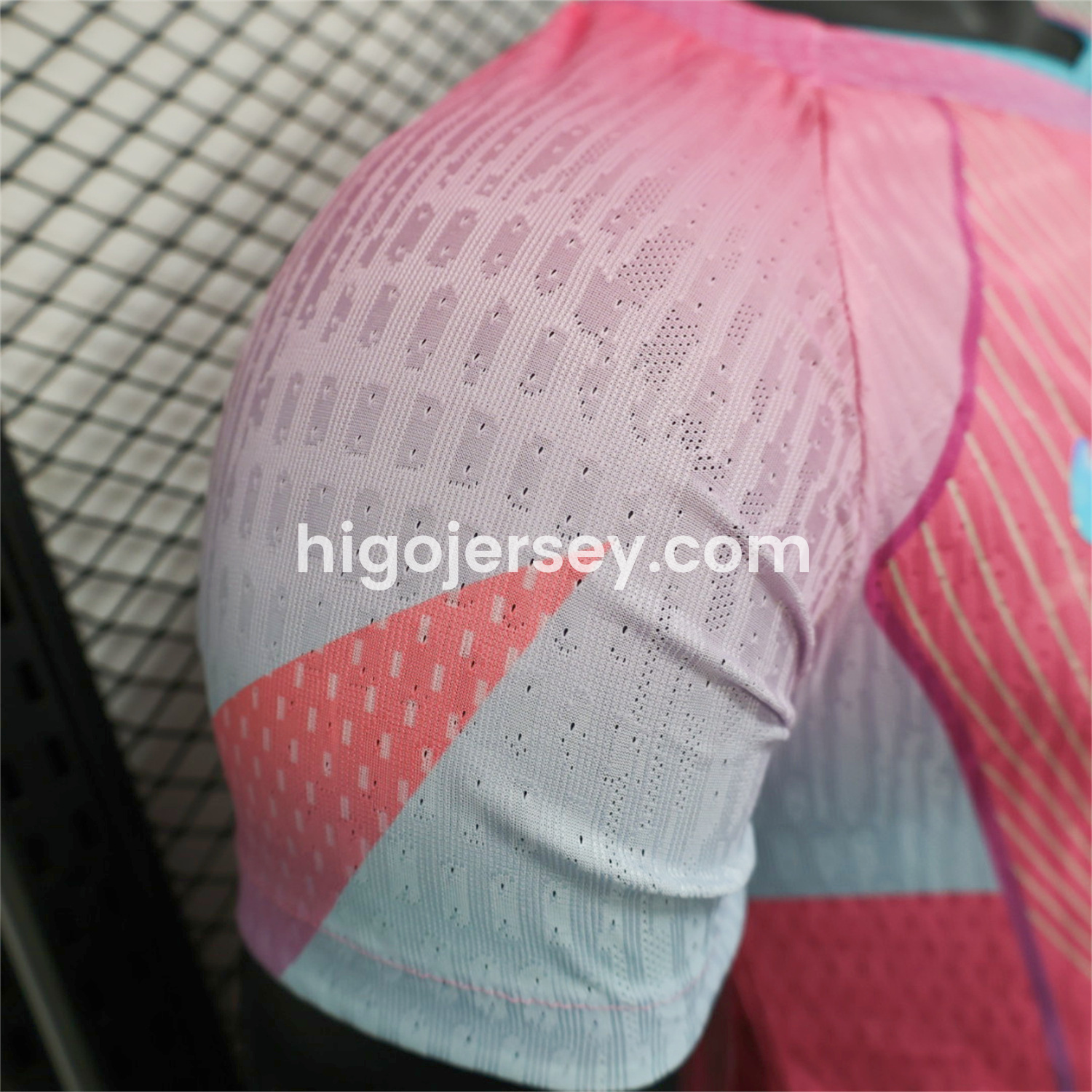 Higojerseys-Barcelona 25-26 Pink and Light Blue Stripes Jersey - Player Version