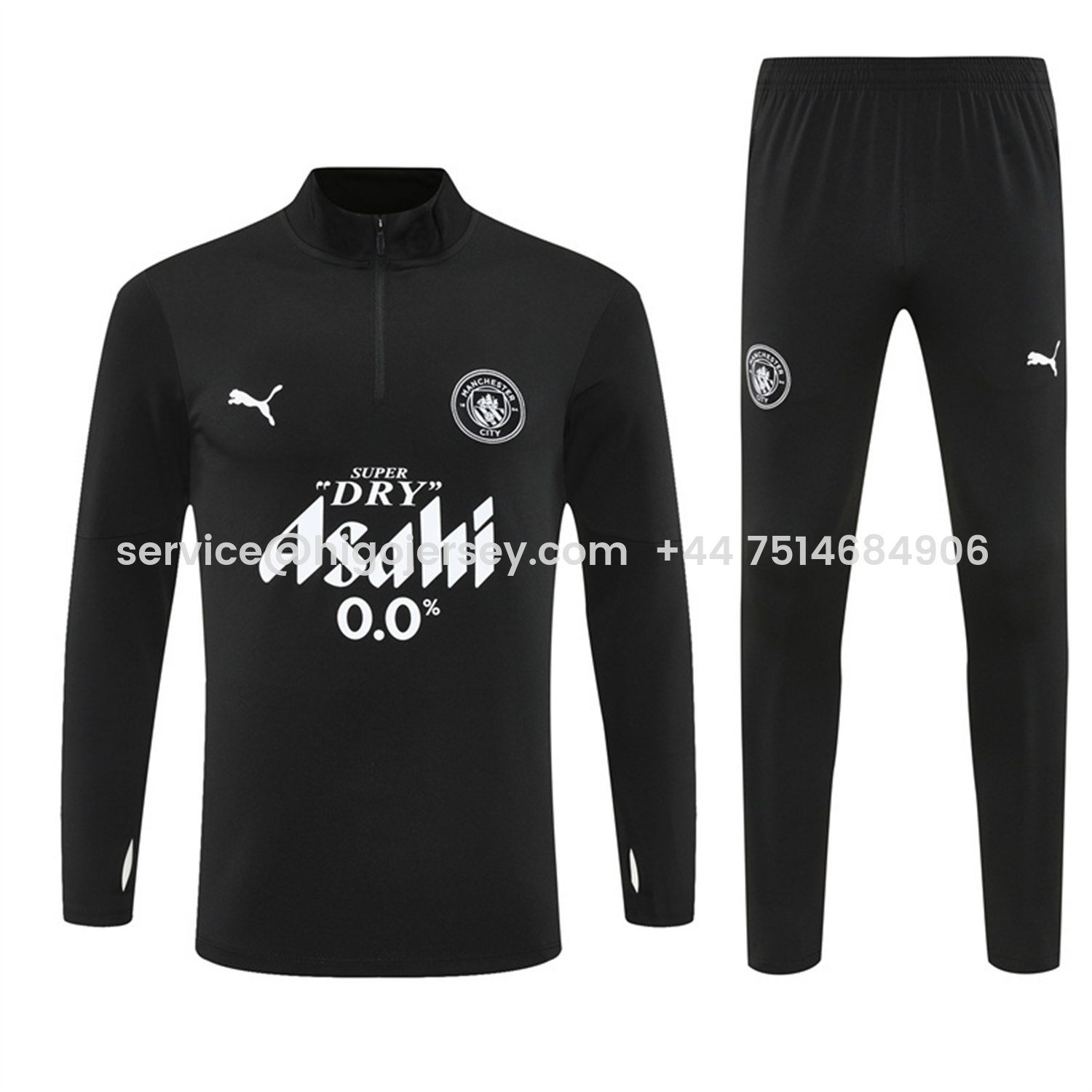 Higojerseys-Manchester City 25-26 Long Sleeve Training Set - Black Top & Black Pants