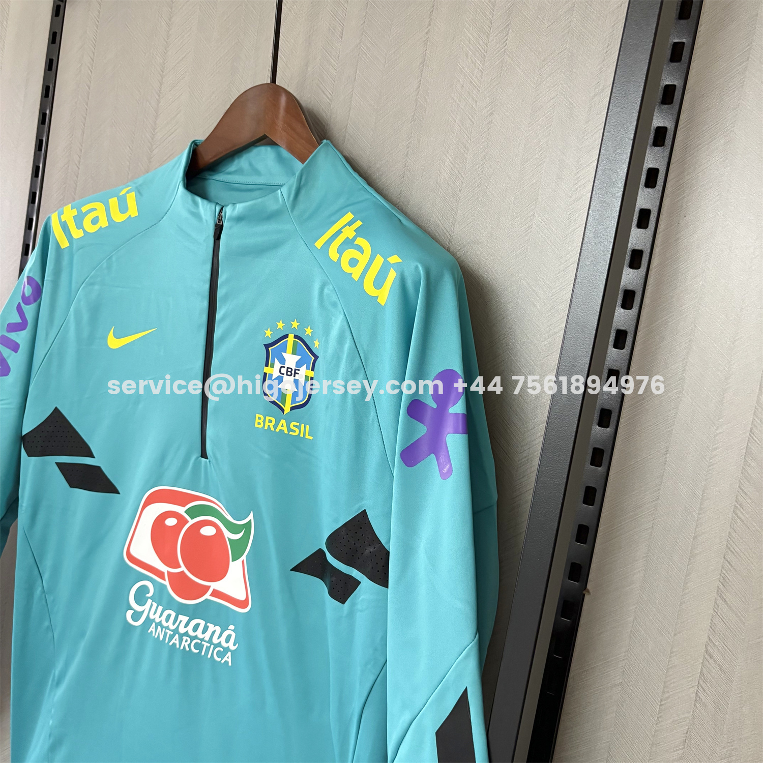 Higojerseys-Retro Brazil 2022 Pre-Match Cyan Windbreaker