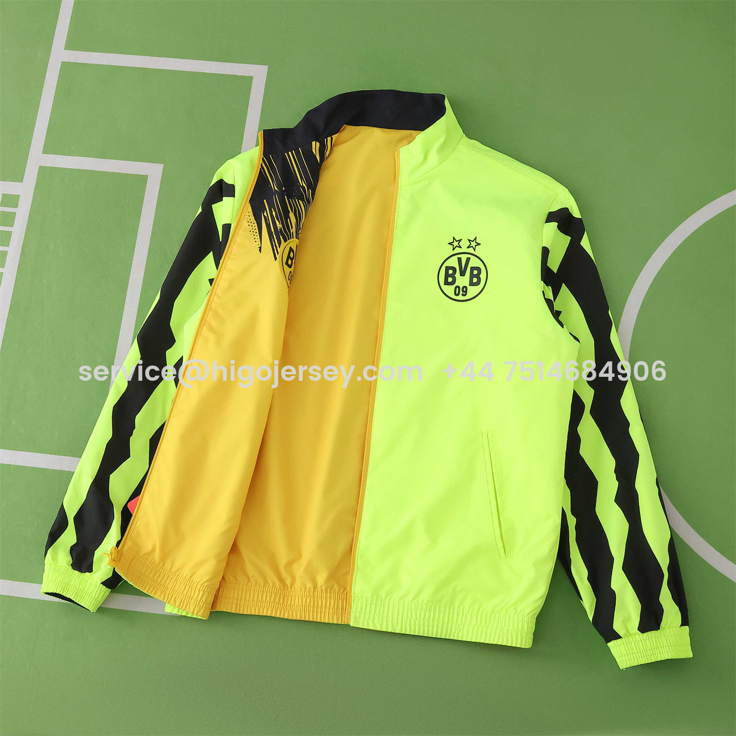 Higojerseys-Dortmund 25-26 Double Sided Reversible Windbreaker - Green & Yellow