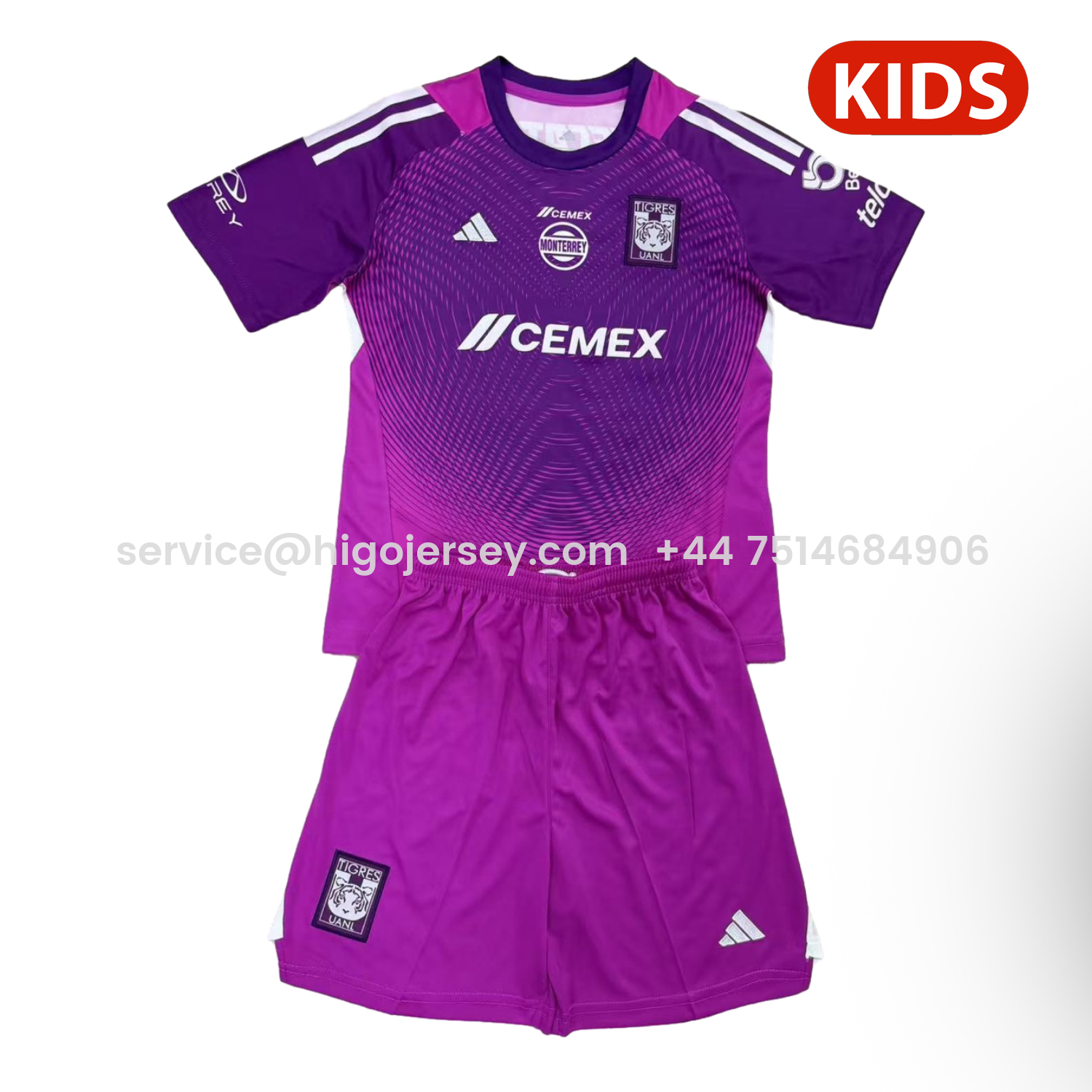 Higojerseys-Tigres UANL 25-26 Purple Goalkeeper Kids Kit