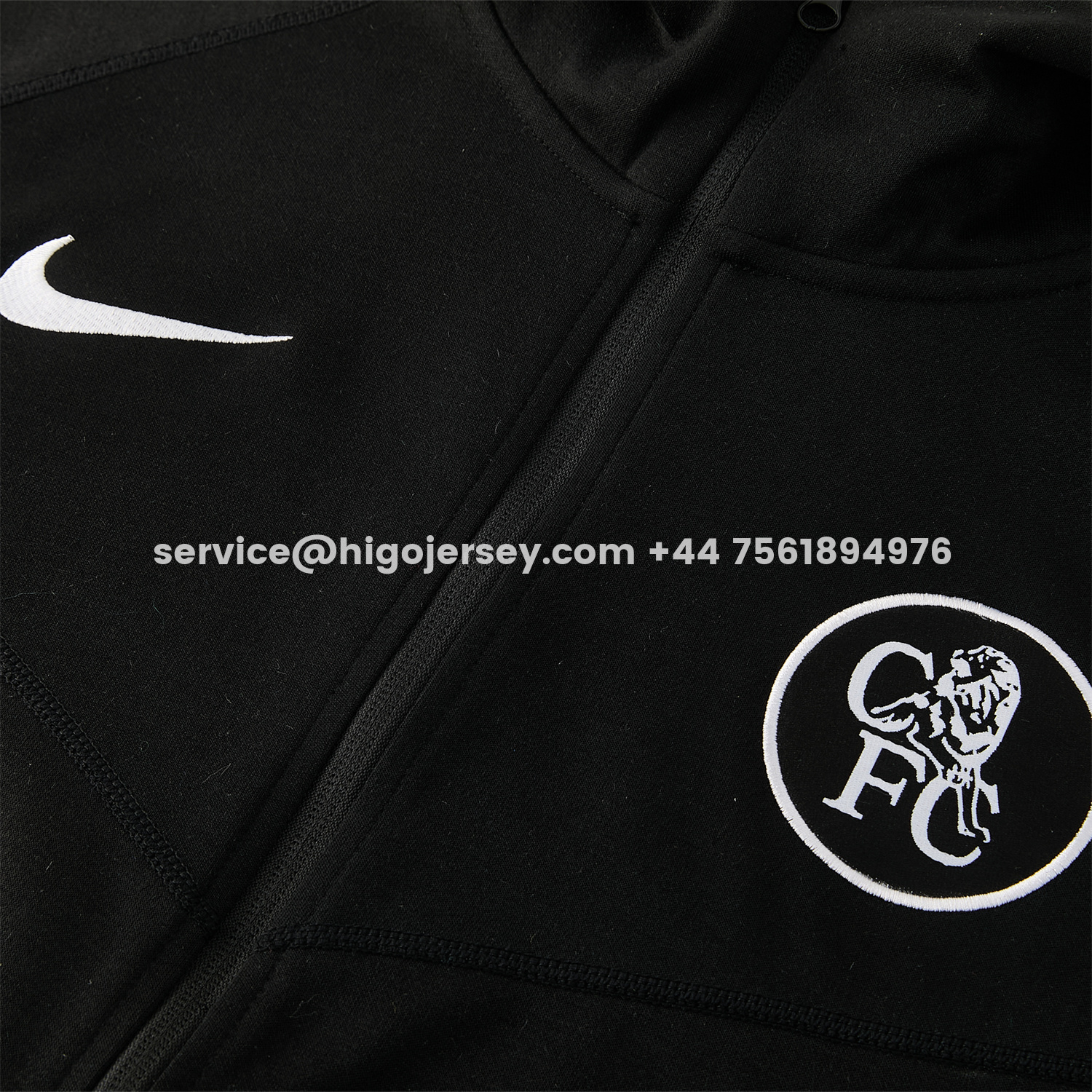 Higojerseys-C.H.E.L.S.E.A 2026 Hooded Windbreaker Training Set - Black Top & Pants
