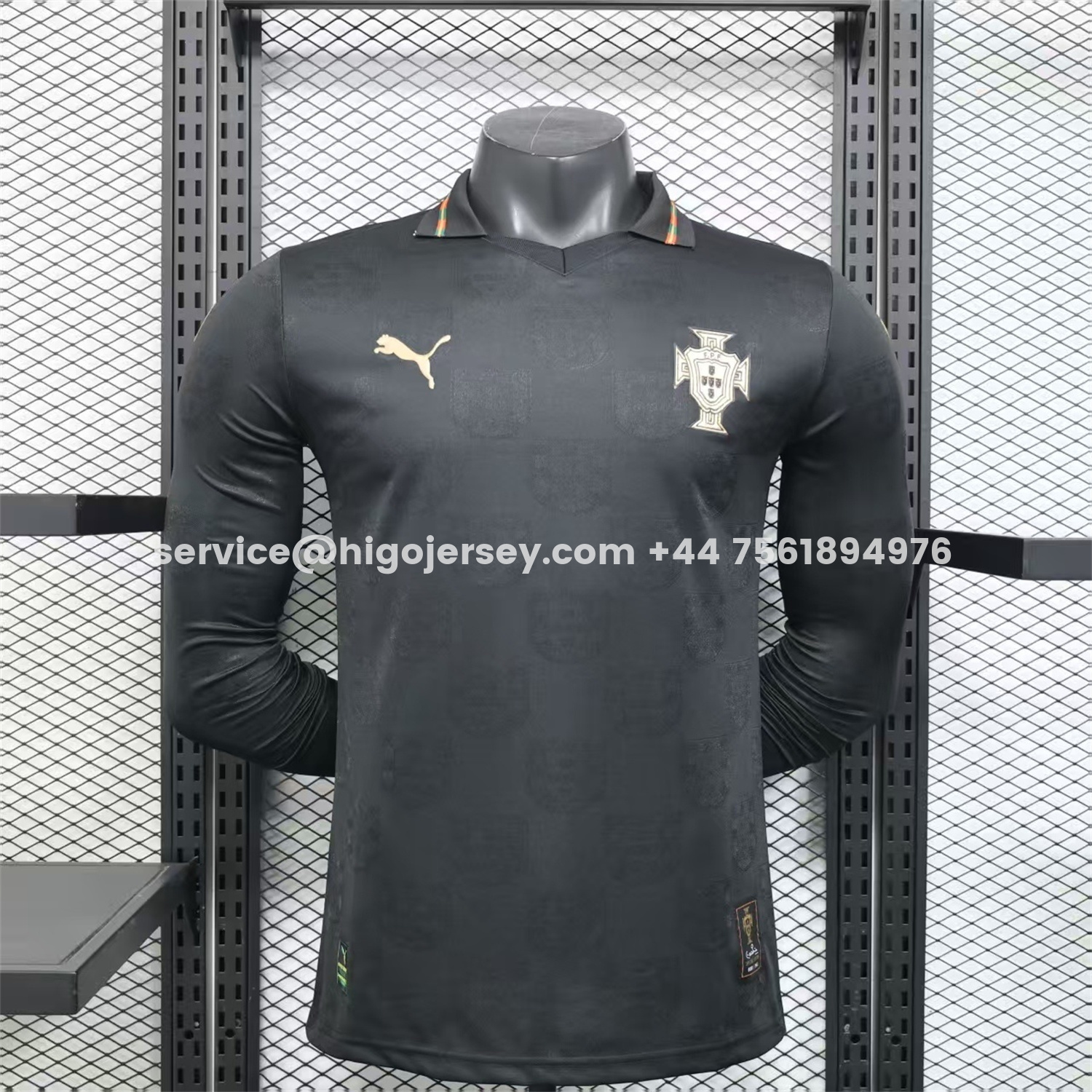 Higojerseys-Portugal 2026 Away Black Long Sleeves Jersey - Player Version