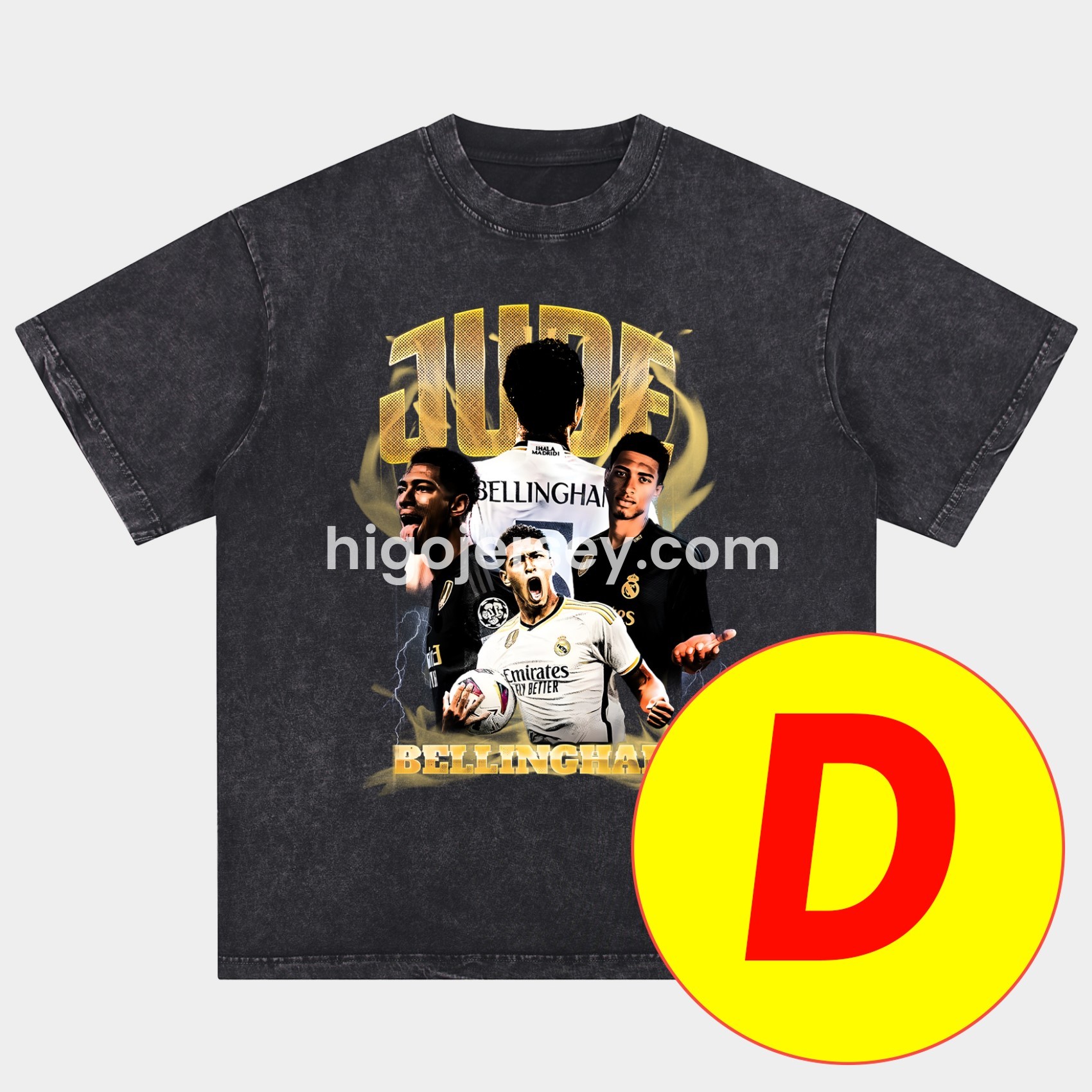 Higojerseys-Bellingham Real Madrid England Oversized Washed T-Shirt