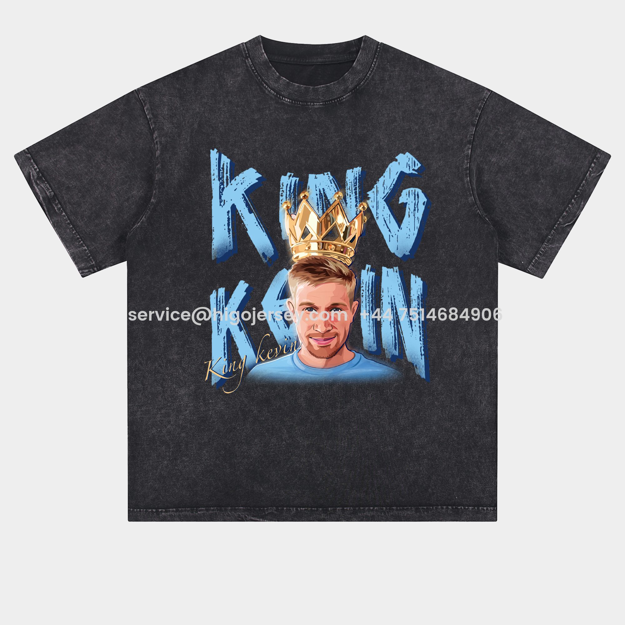 Higojerseys-Manchester City Kevin De Bruyne King Oversized Washed T-Shirt