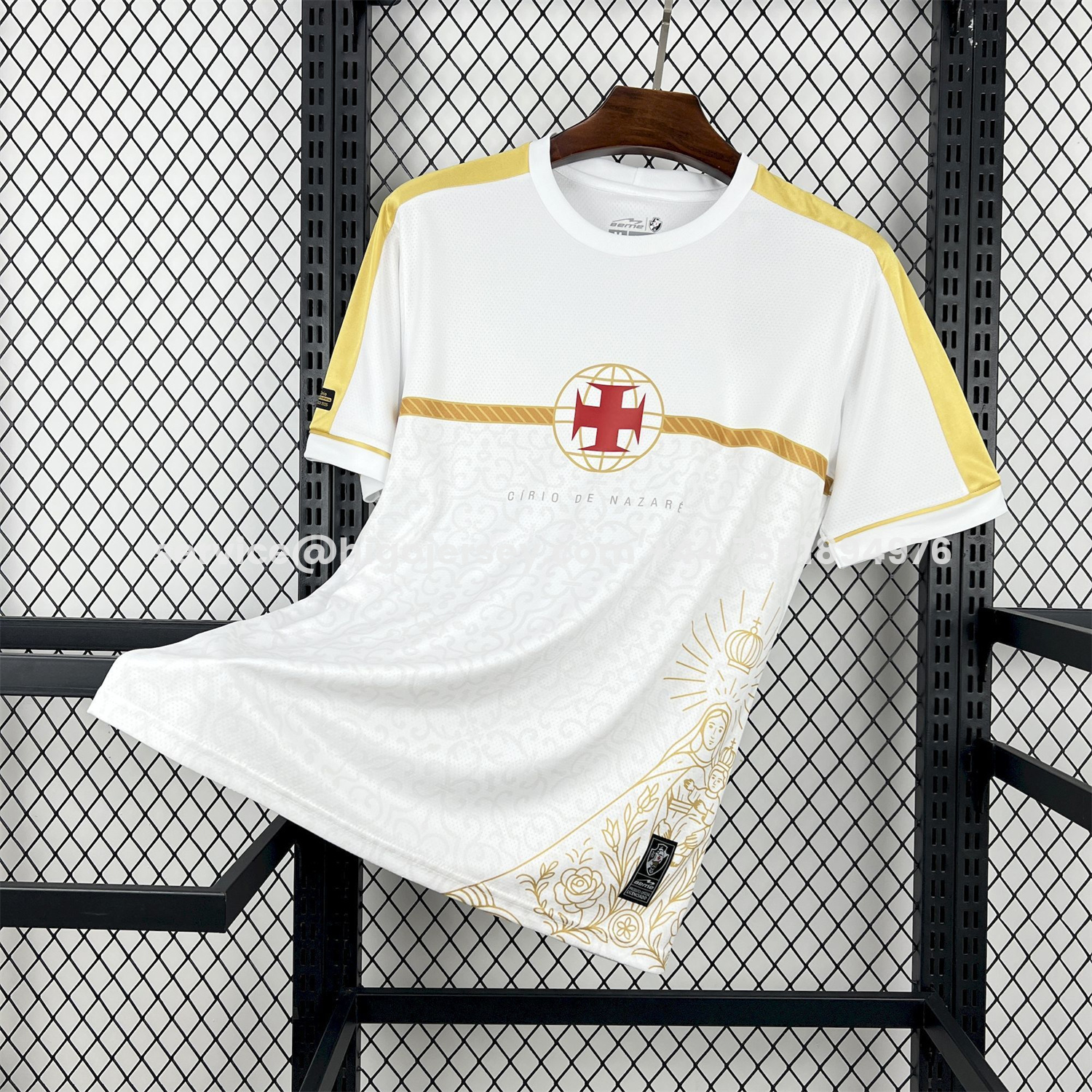 Higojerseys-Vasco da Gama 25-26 Yellow Lines White Jersey - Fans Version