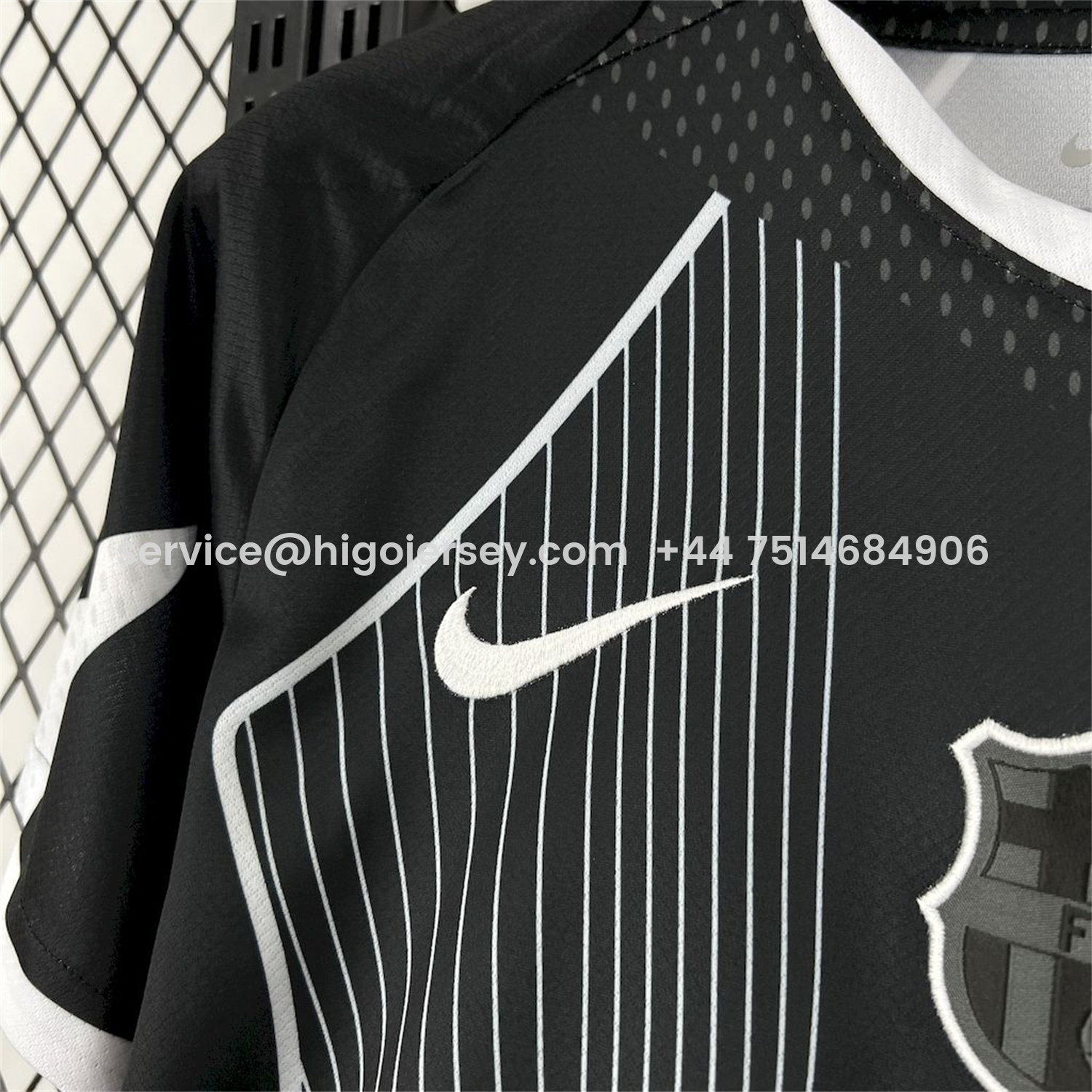 Higojerseys-Barcelona 25-26 T90 White Lines Black Jersey - Fans Version