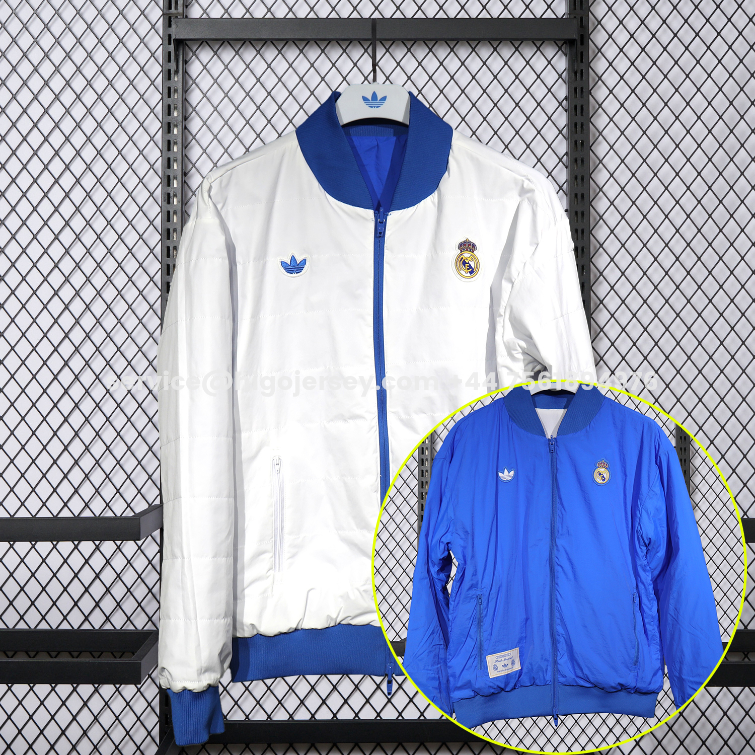Higojerseys-Real Madrid 25-26 Double Sided Reversible Windbreaker - Blue & White