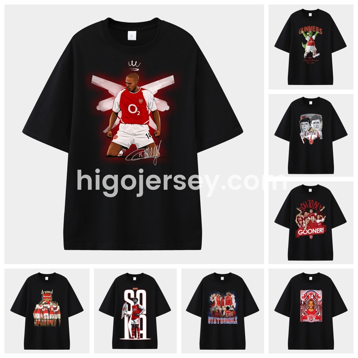 Higojerseys-Arsenal Henry Wenger Saka Gunners Unisex Pure Cotton T-shirt