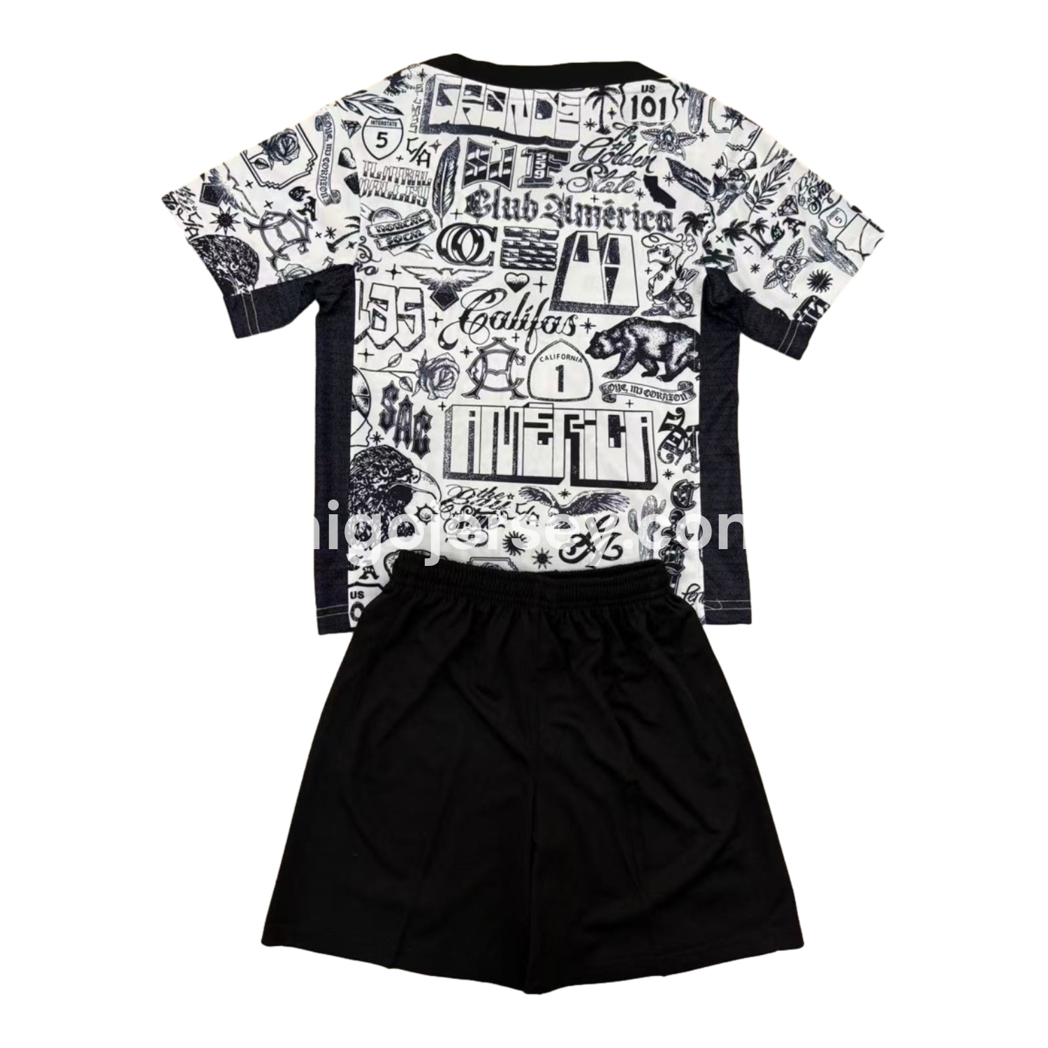 Higojerseys-Club América 24-25 Pre-match Black and White Graffiti Men's Adult Jersey Set - Fans Version