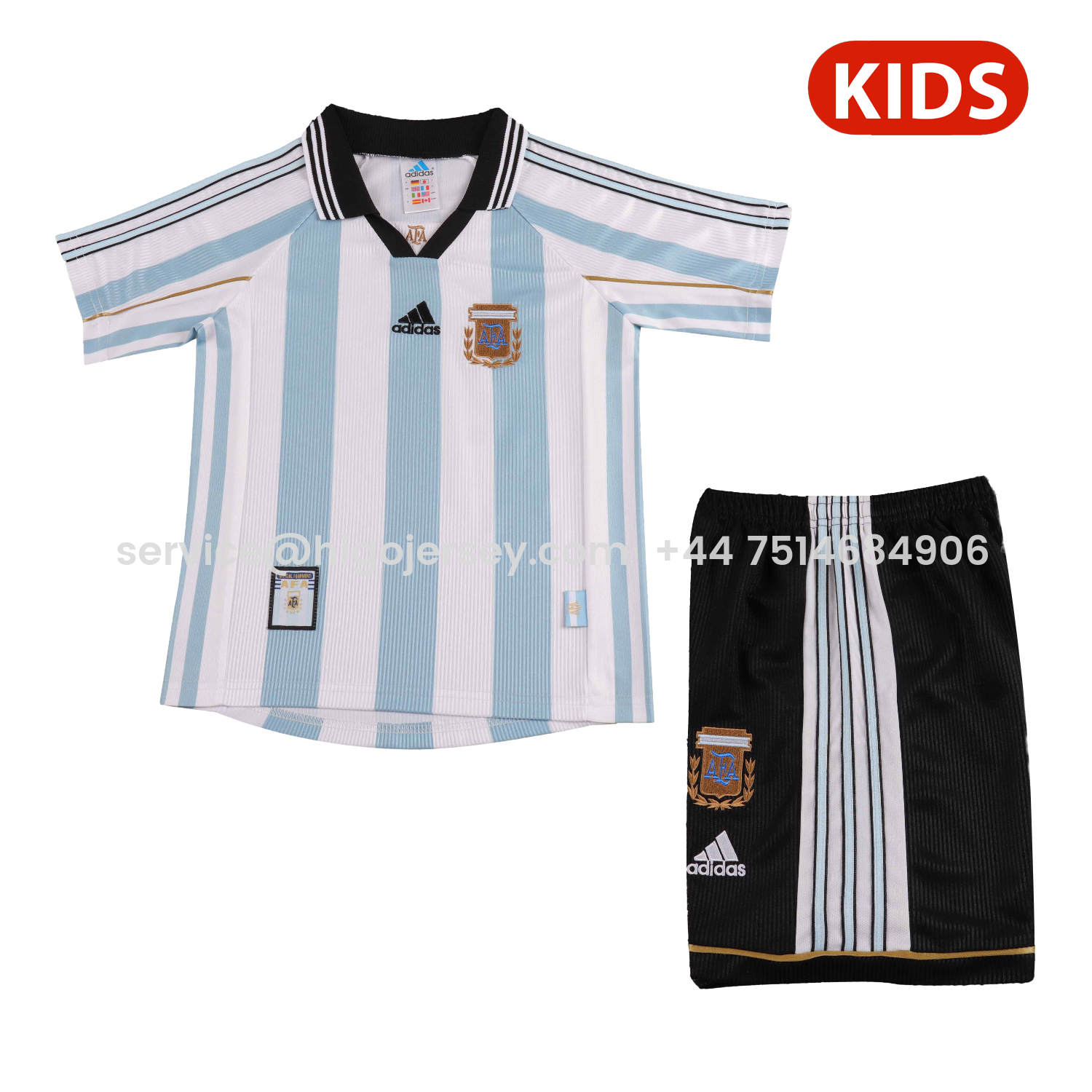 Higojerseys-Retro Argentina 1998 Home Kids Kit