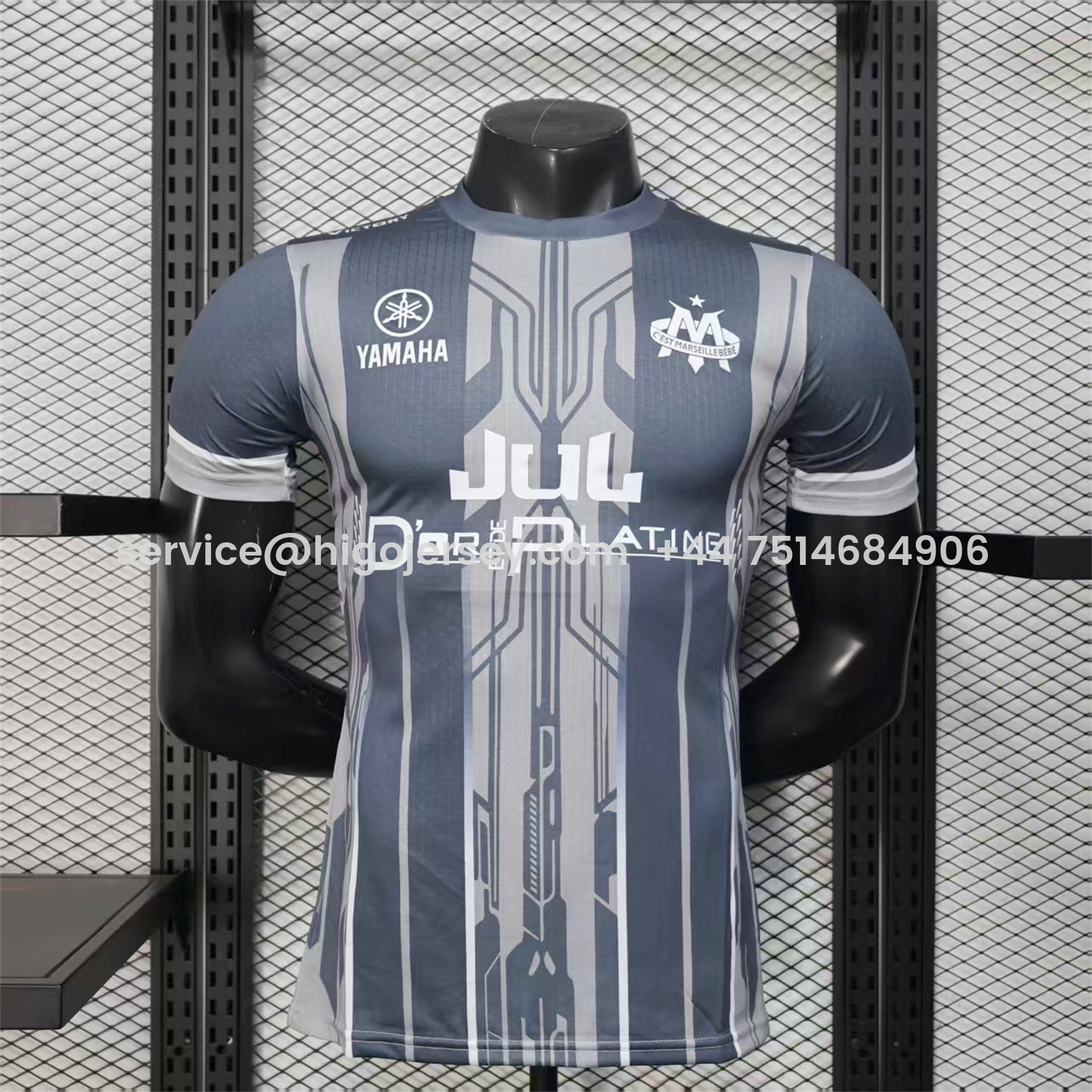 Higojerseys-Marseille 25-26 Grey Stripes Special Jersey - Player Version