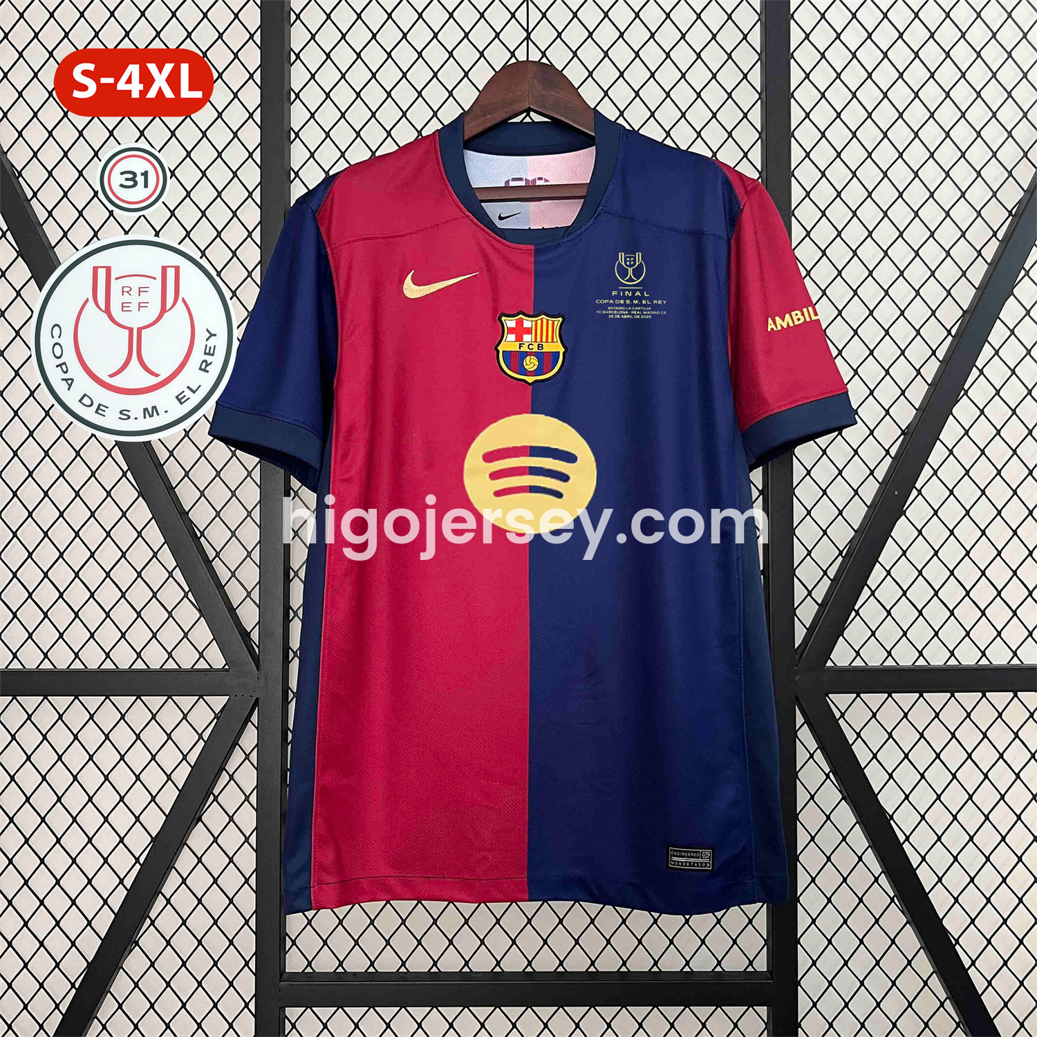 Higojerseys-【Copa del Rey Patch Set】Barcelona 24-25 Home Jersey - Fans Version