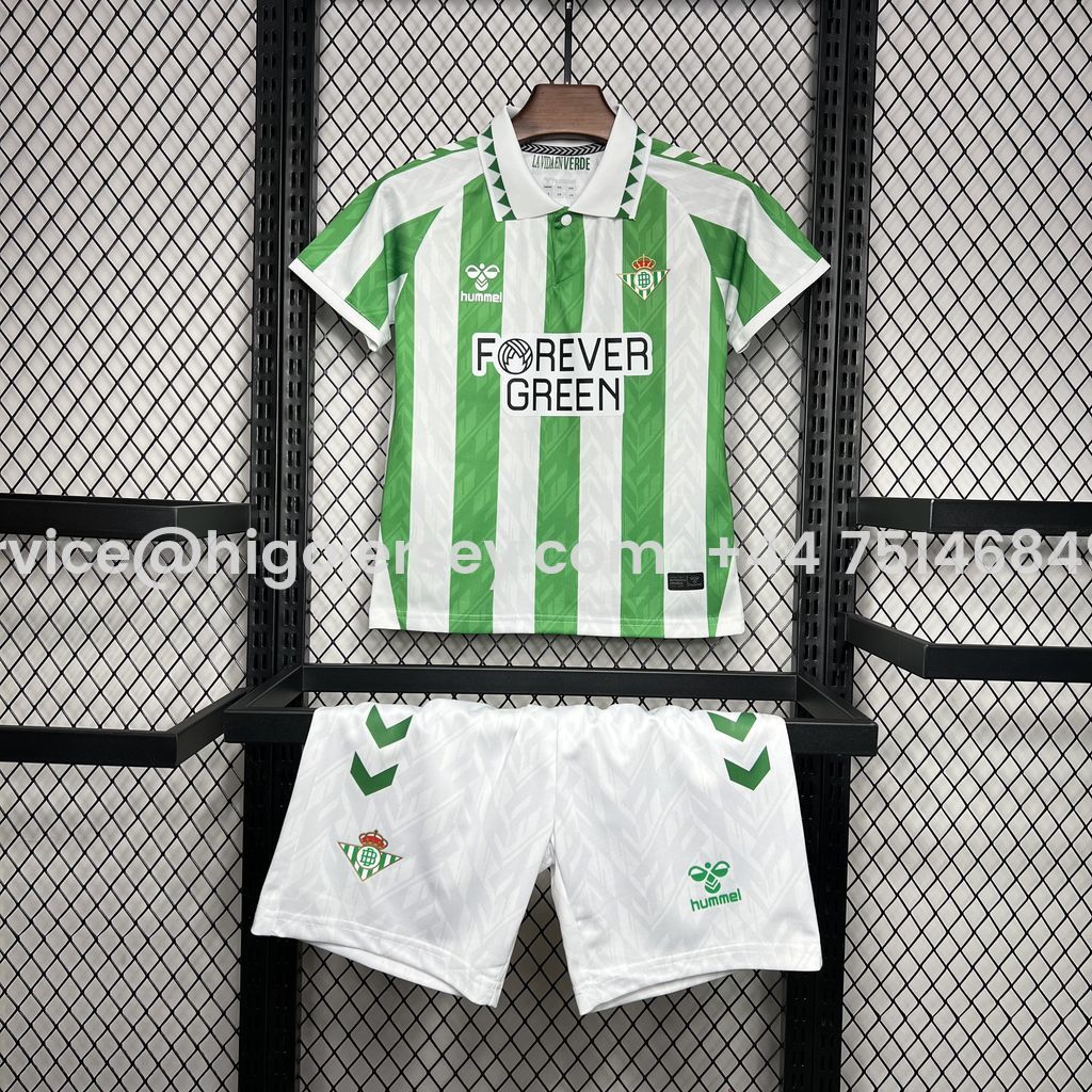 Higojerseys-Real Betis 24-25 Home Stadium Kids Kit