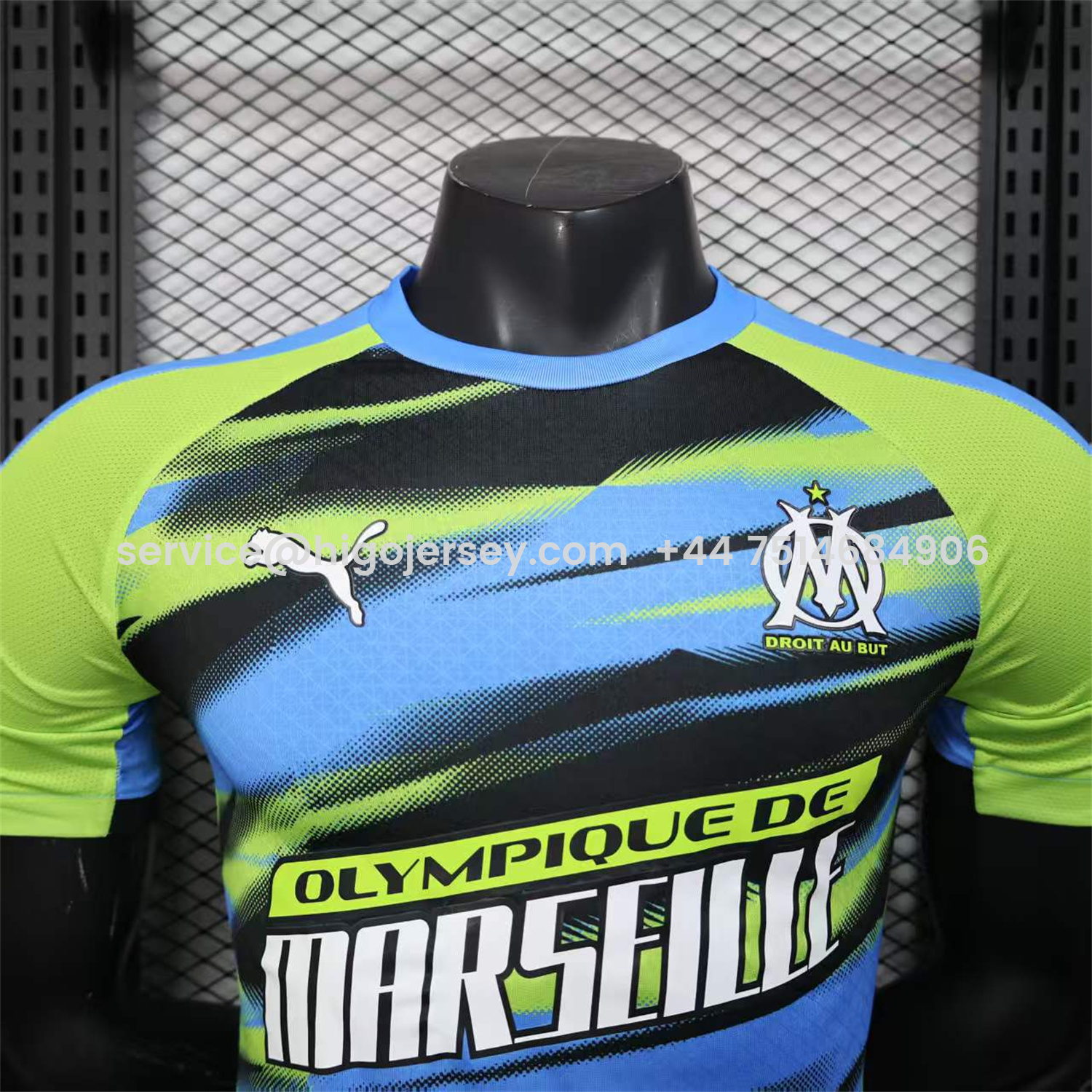 Higojerseys-Marseille 25-26 Blue Green Gradient Training Jersey - Player Version