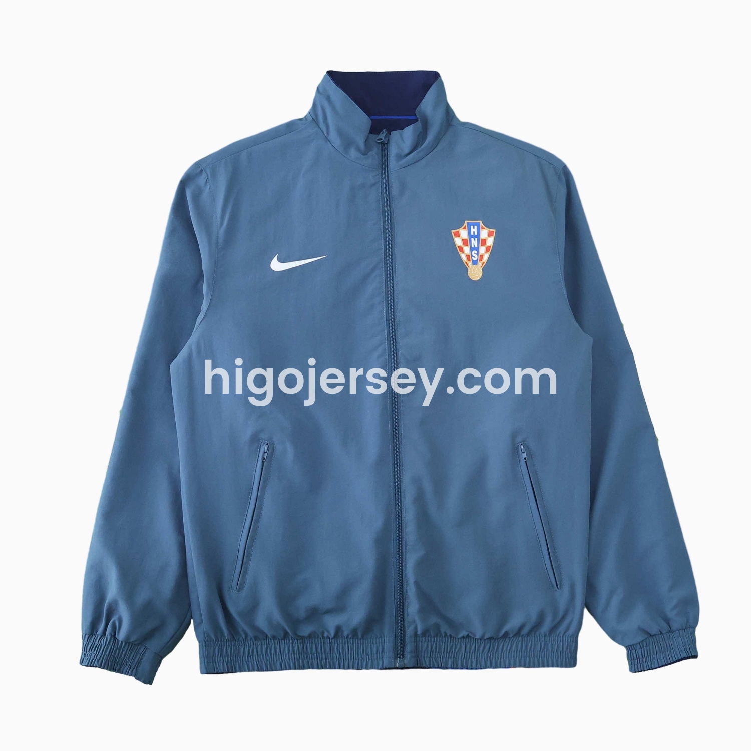 Higojerseys-Croatia 24-25 Away Style Double Sided Reversible Windbreaker - Blue