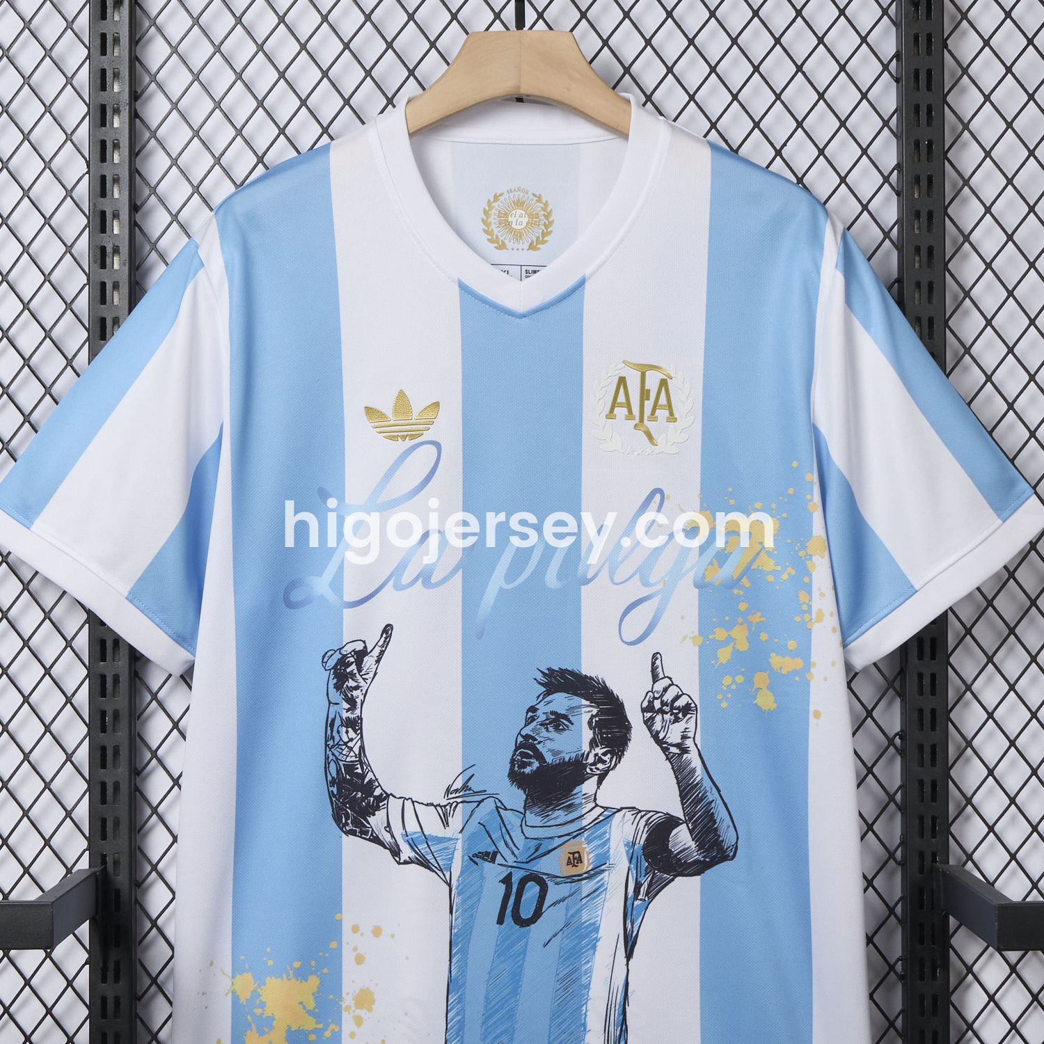 Higojerseys-Argentina 25-26 50th Anniversary Messi Graffiti Special Jersey - Fans Version