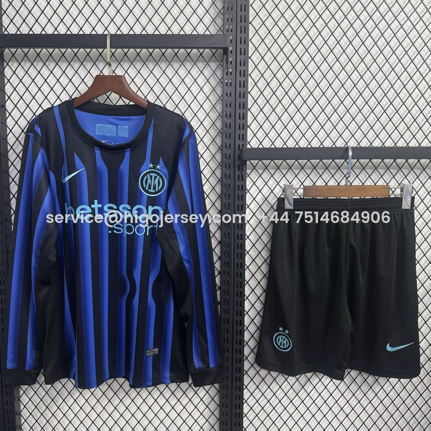 Higojerseys-Inter Milan 25-26 Home Long Sleeves Kids Kit