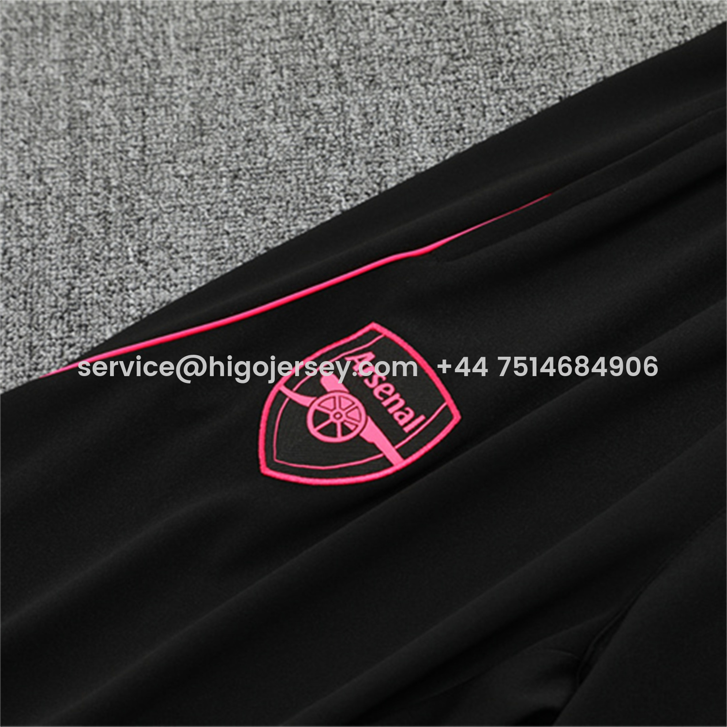 Higojerseys-Arsenal 25-26 Kids Long Sleeve Training Set - Pink Logo Balck Top & Black Pants