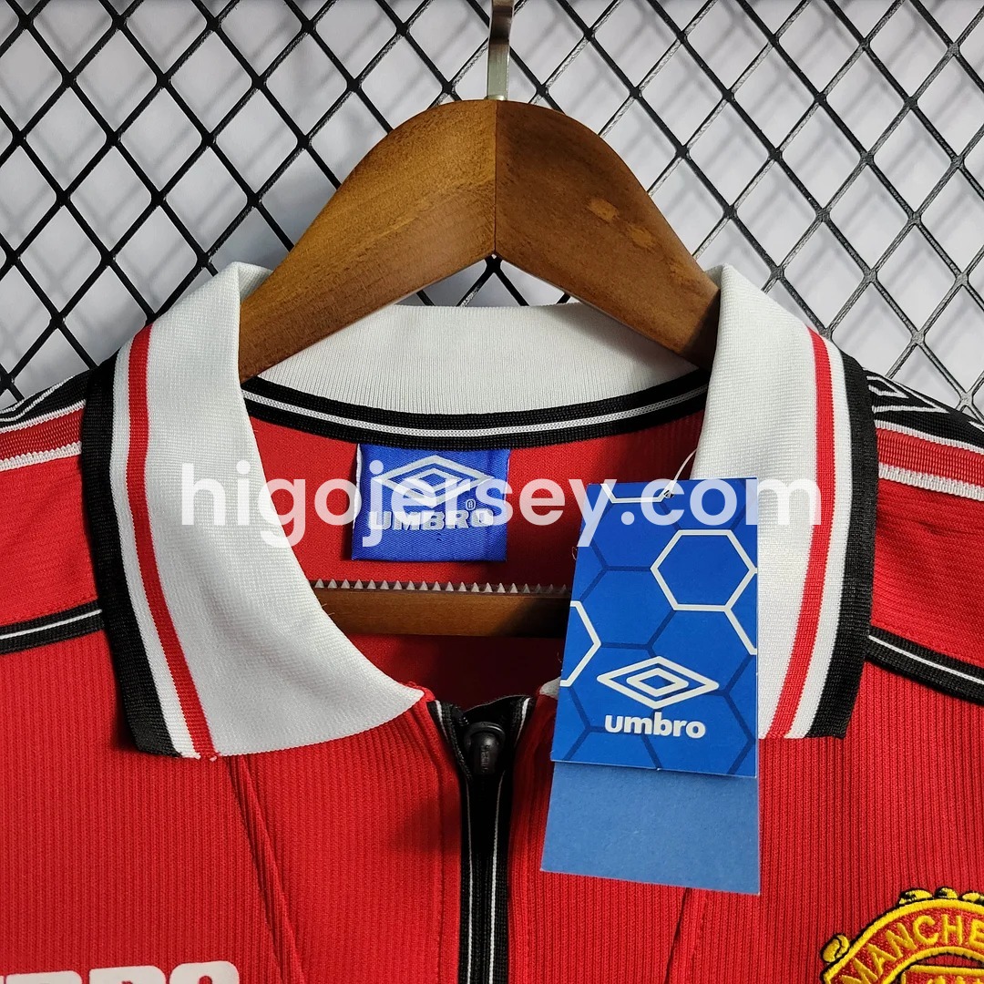 Higojerseys-Retro Manchester United 98-99 Home Long Sleeve Jersey