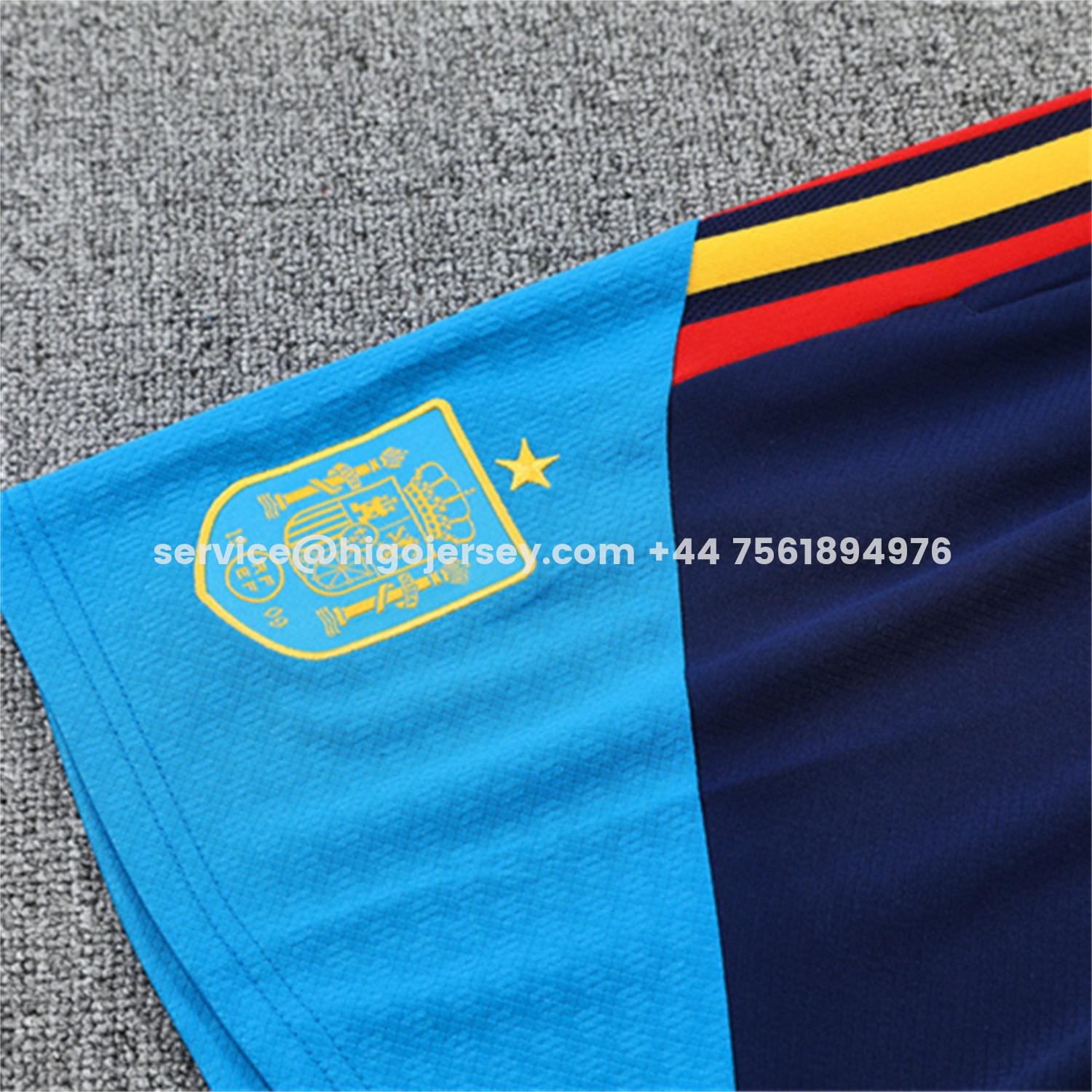 Higojerseys-Spain 2026 Short-Sleeve Training Set - Royal Blue Top & Shorts