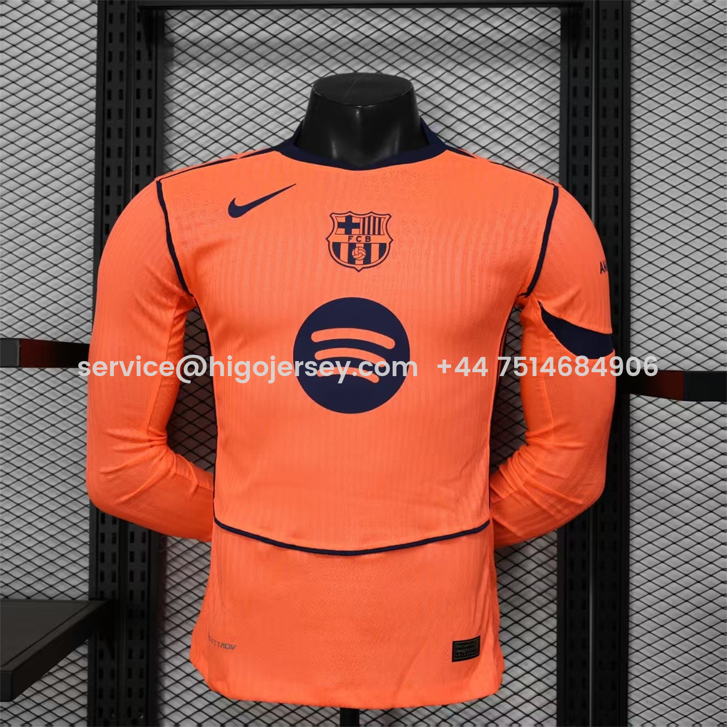 Higojerseys-Barcelona 25-26 Third Orange Long Sleeves Jersey - Player Version