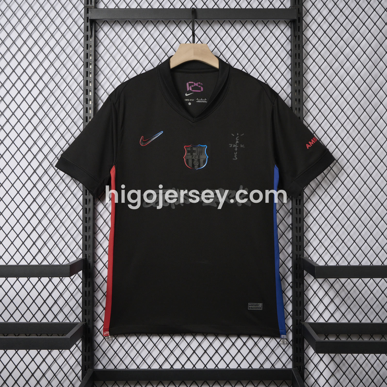 Higojerseys-Barcelona x Travis Scott 24-25 Away Pure Black Jersey - Fans Version