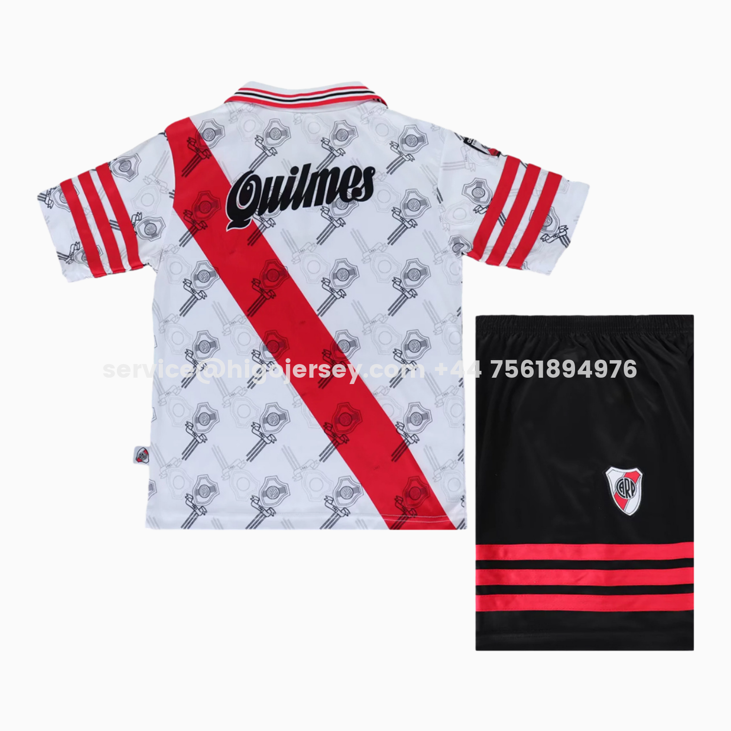 Higojerseys-Retro River Plate 1996-97 Home Kids Kit