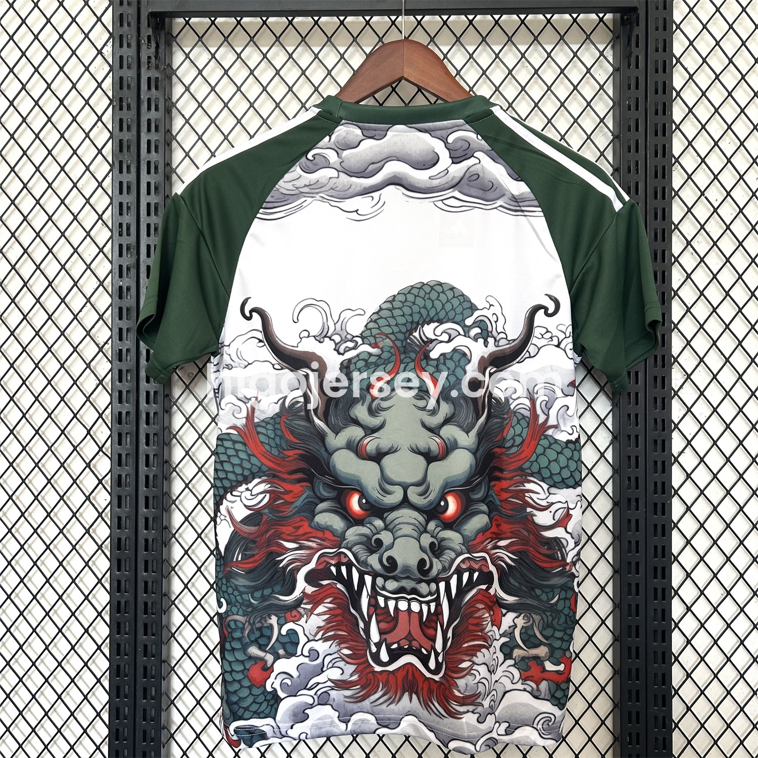 Higojerseys-Japan 25-26 Y3 Green Dragon Roar White Jersey - Fans Version
