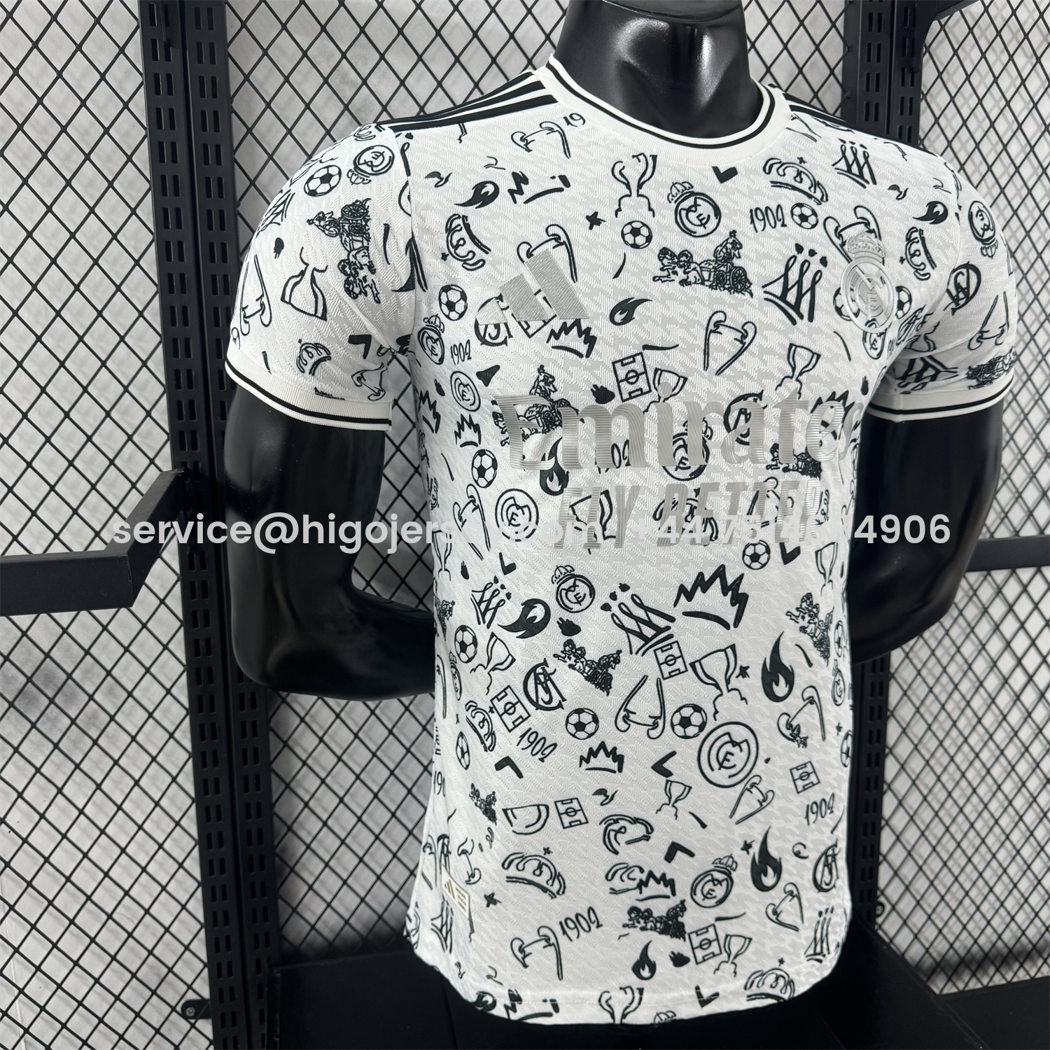 Higojerseys-Real Madrid 25-26 White Special Jersey with Black Emoji Icons - Player Version