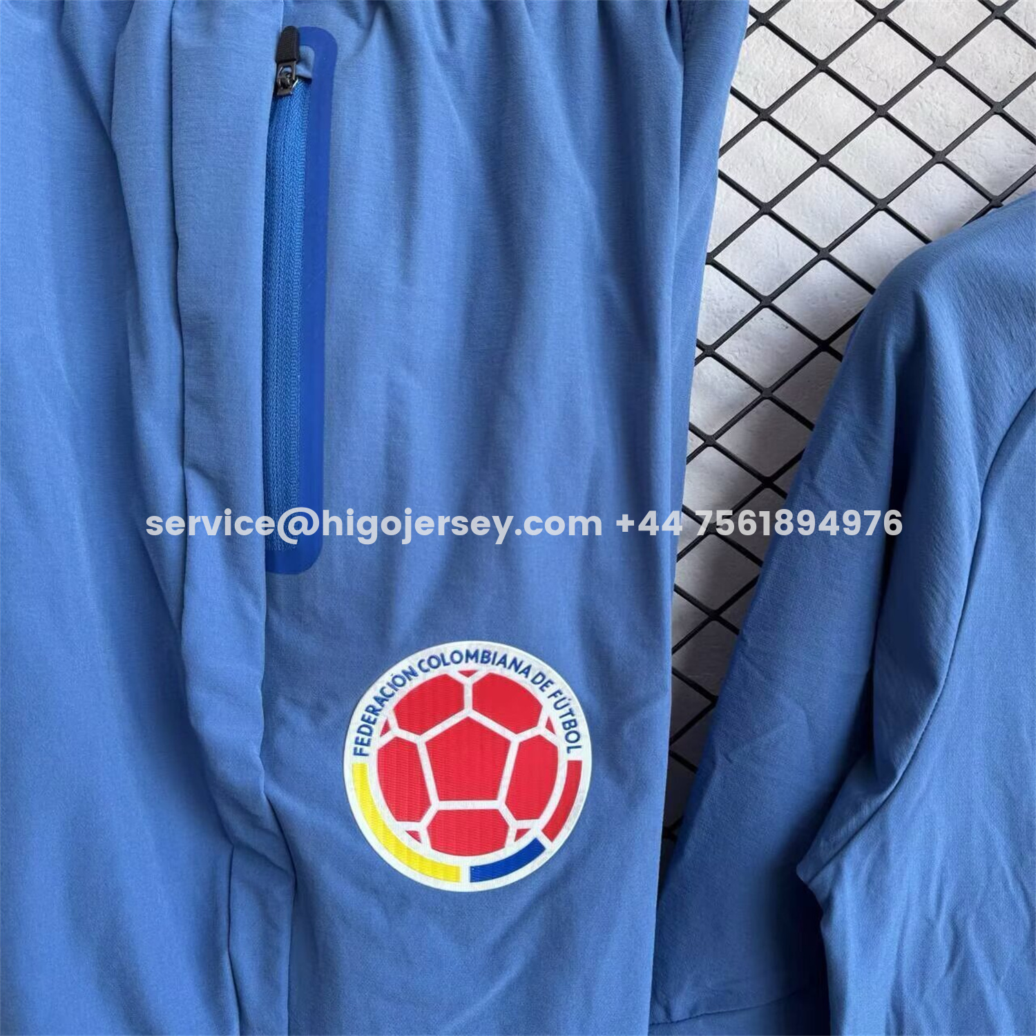 Higojerseys-Colombia 2026 Windbreaker Training Set - Ocean Blue Top and Pants