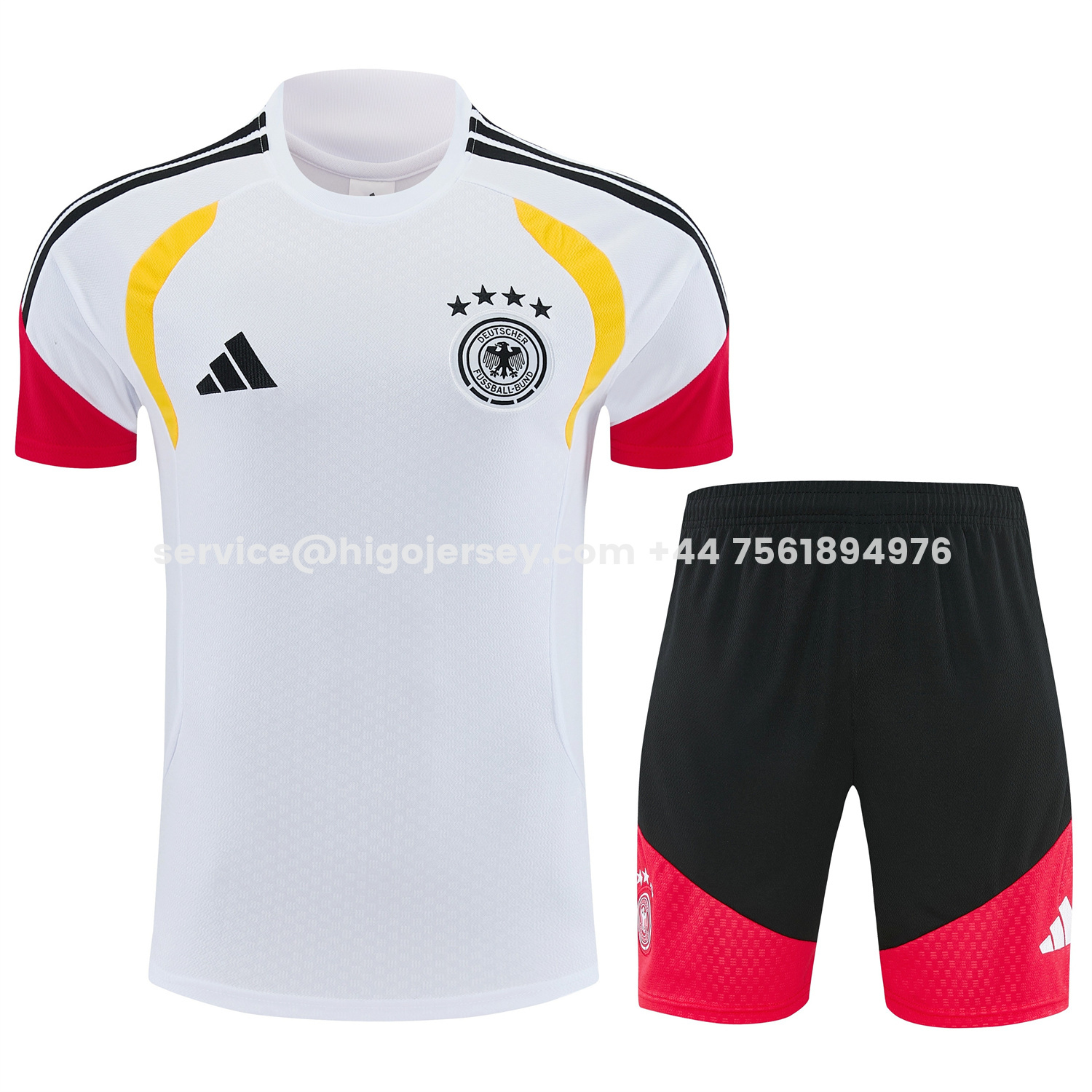 Higojerseys-Germany 2026 Short-Sleeve Training Set - White Top and Black Shorts