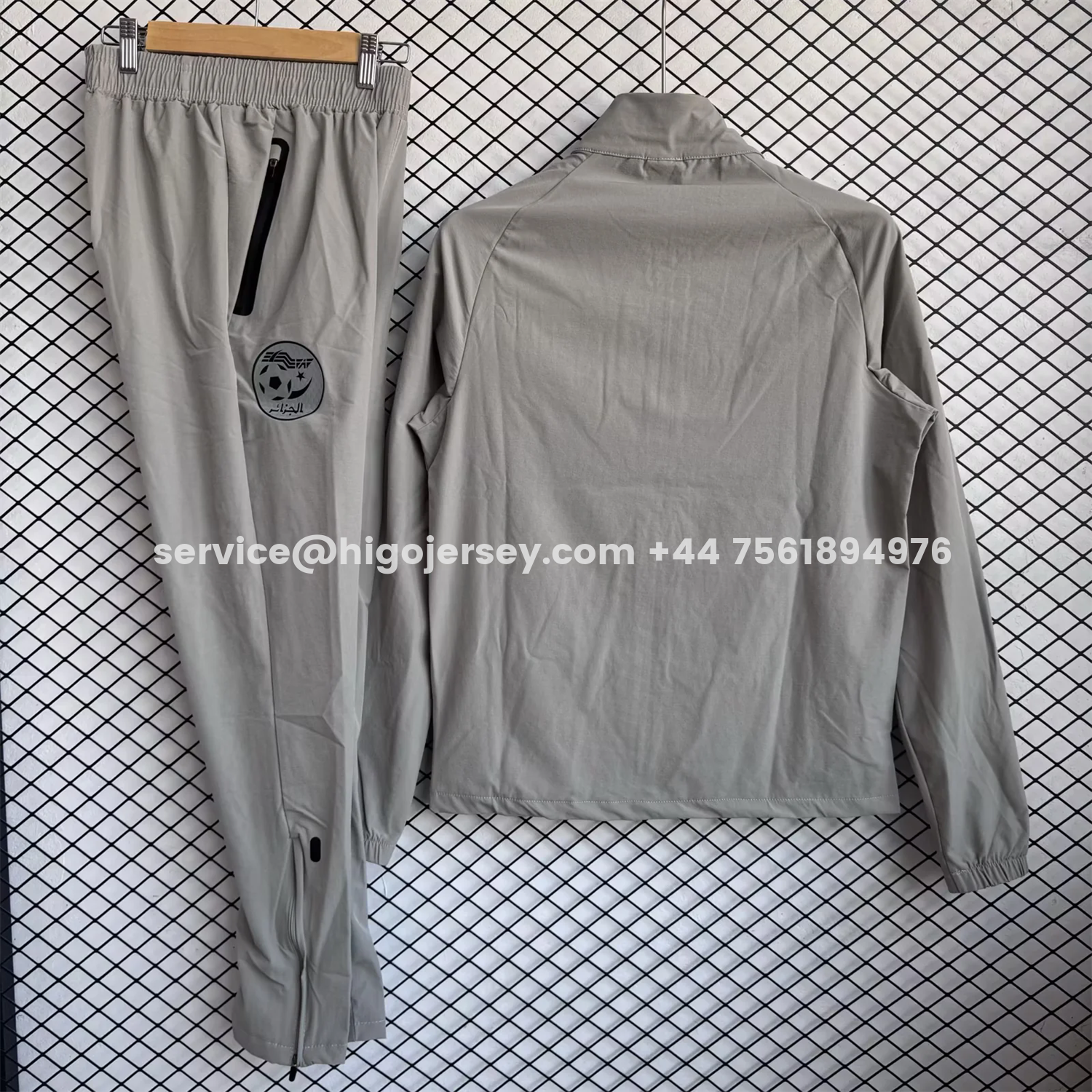 Higojerseys-Algeria 25-26 Windbreaker Training Set - Grey Top and Pants