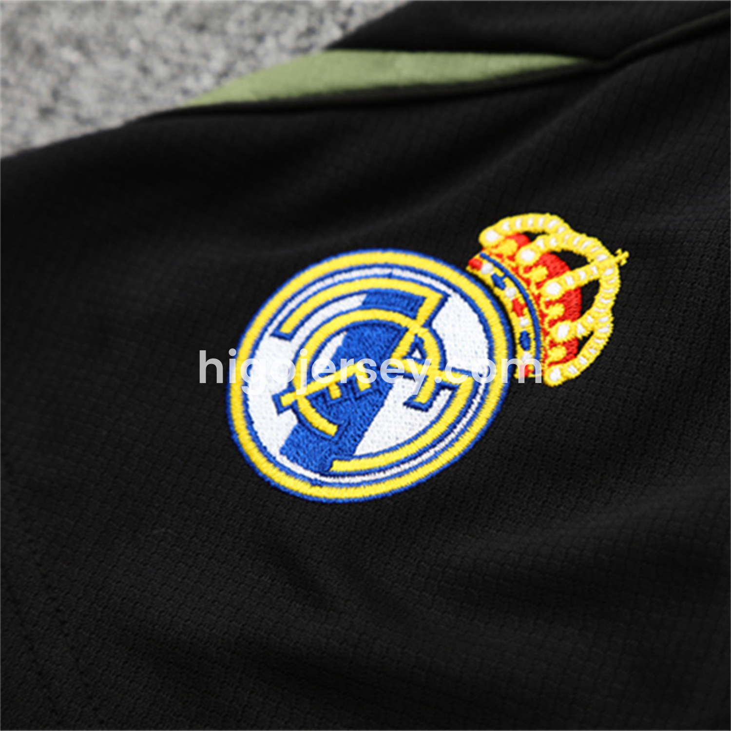 Higojerseys-Real Madrid 25-26 Kid Short-Sleeve Training Set - Green Black Top & Black Shorts