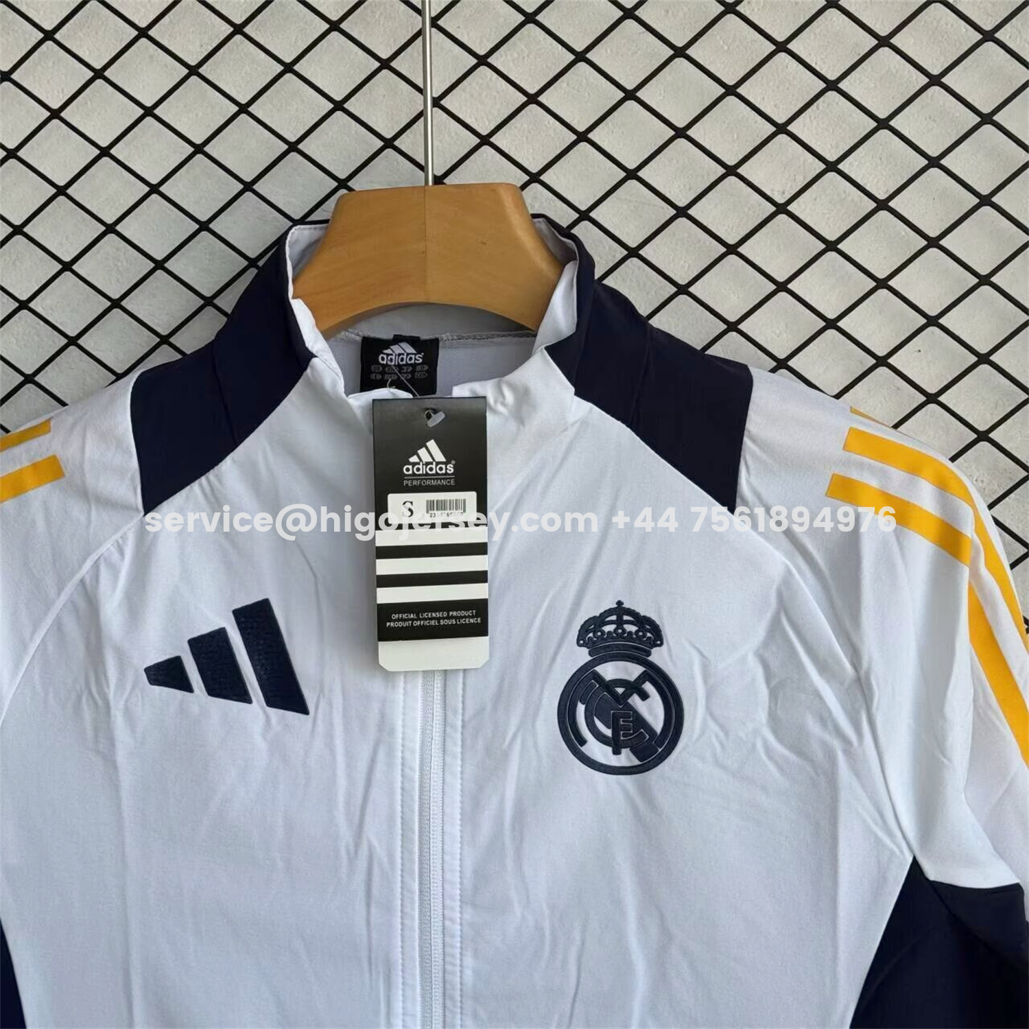 Higojerseys-Real Madrid 25-26 Windbreaker Training Set - White Top and Black Pants