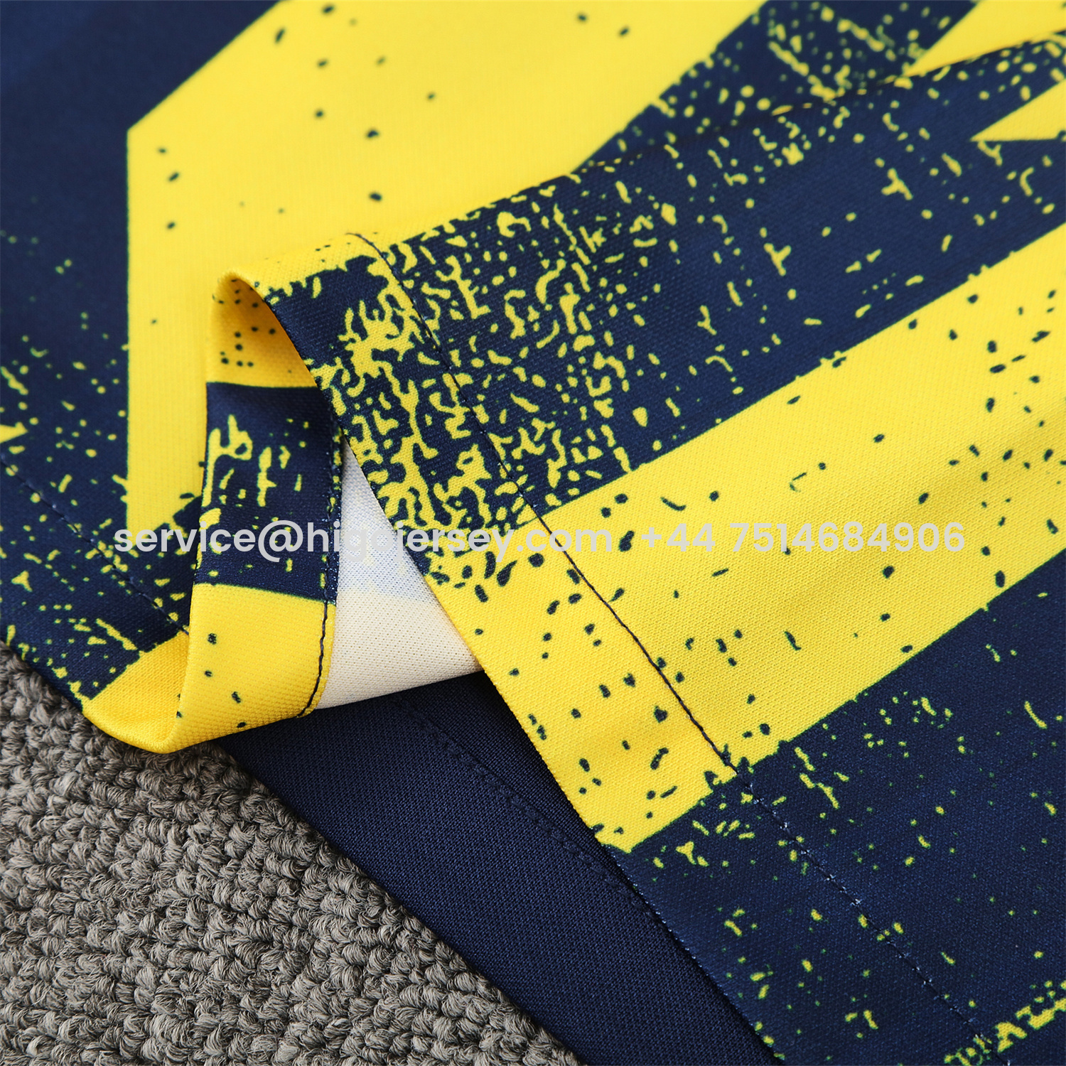 Higojerseys-Atletico Madrid Short-Sleeve Training Set - Blue Yellow Top & Blue Shorts