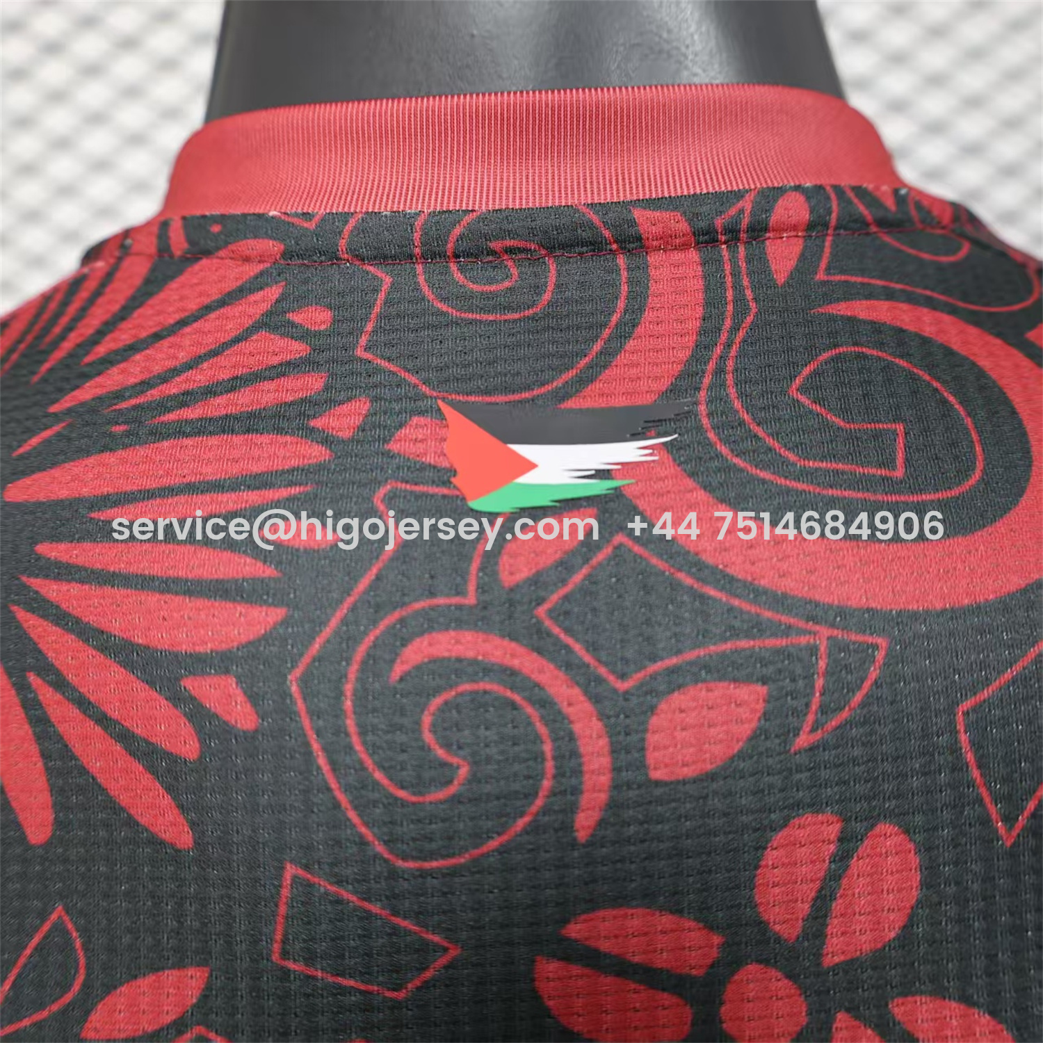 Higojerseys-Club Deportivo Palestino Palestine 25-26 Red Flowers Black Jersey - Player Version