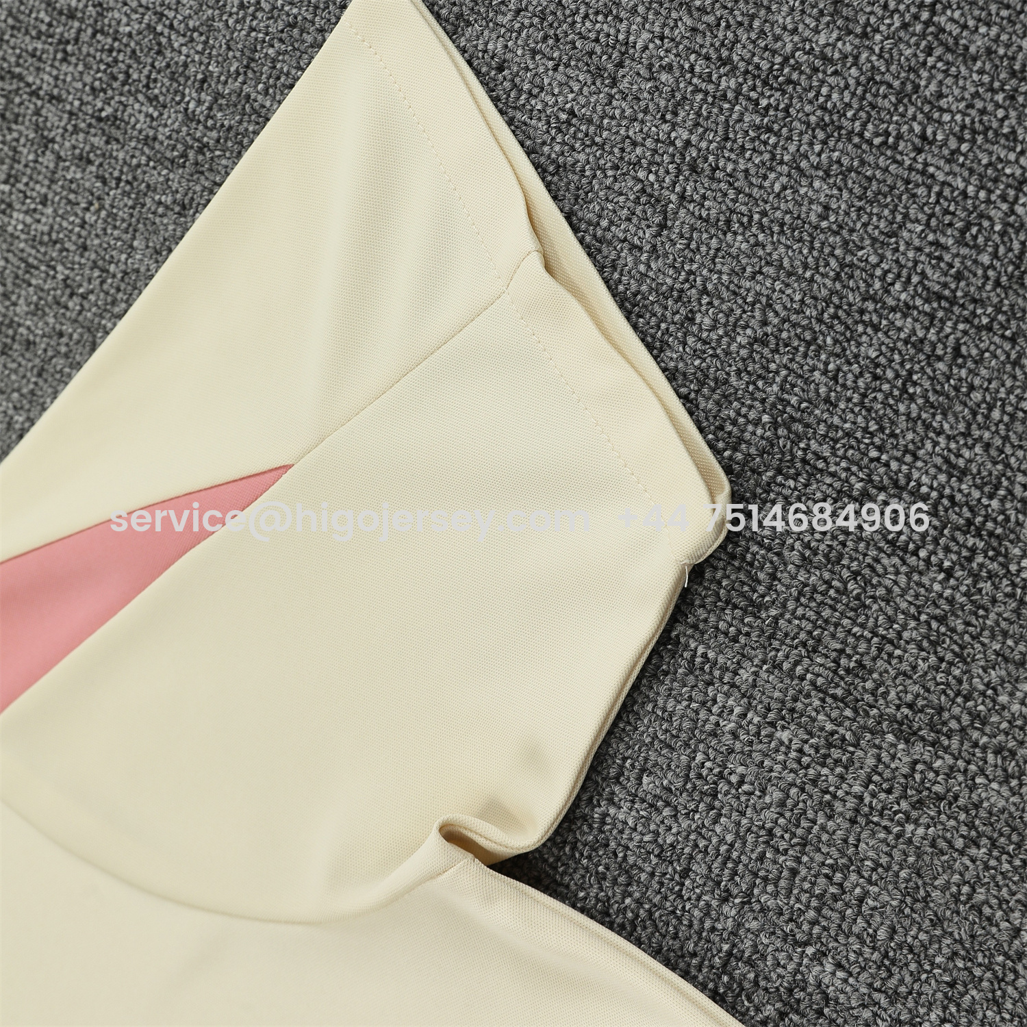 Higojerseys-Barcelona 25-26 Short-Sleeve Training Set - Cream Top & Deep Blue Shorts